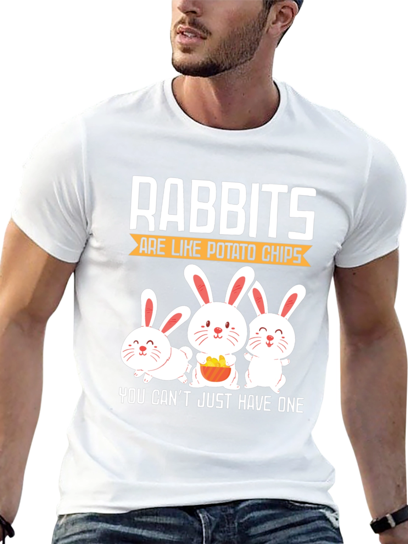 Rabbits Are Like Potato Chips Funny Graphic T-Shirt