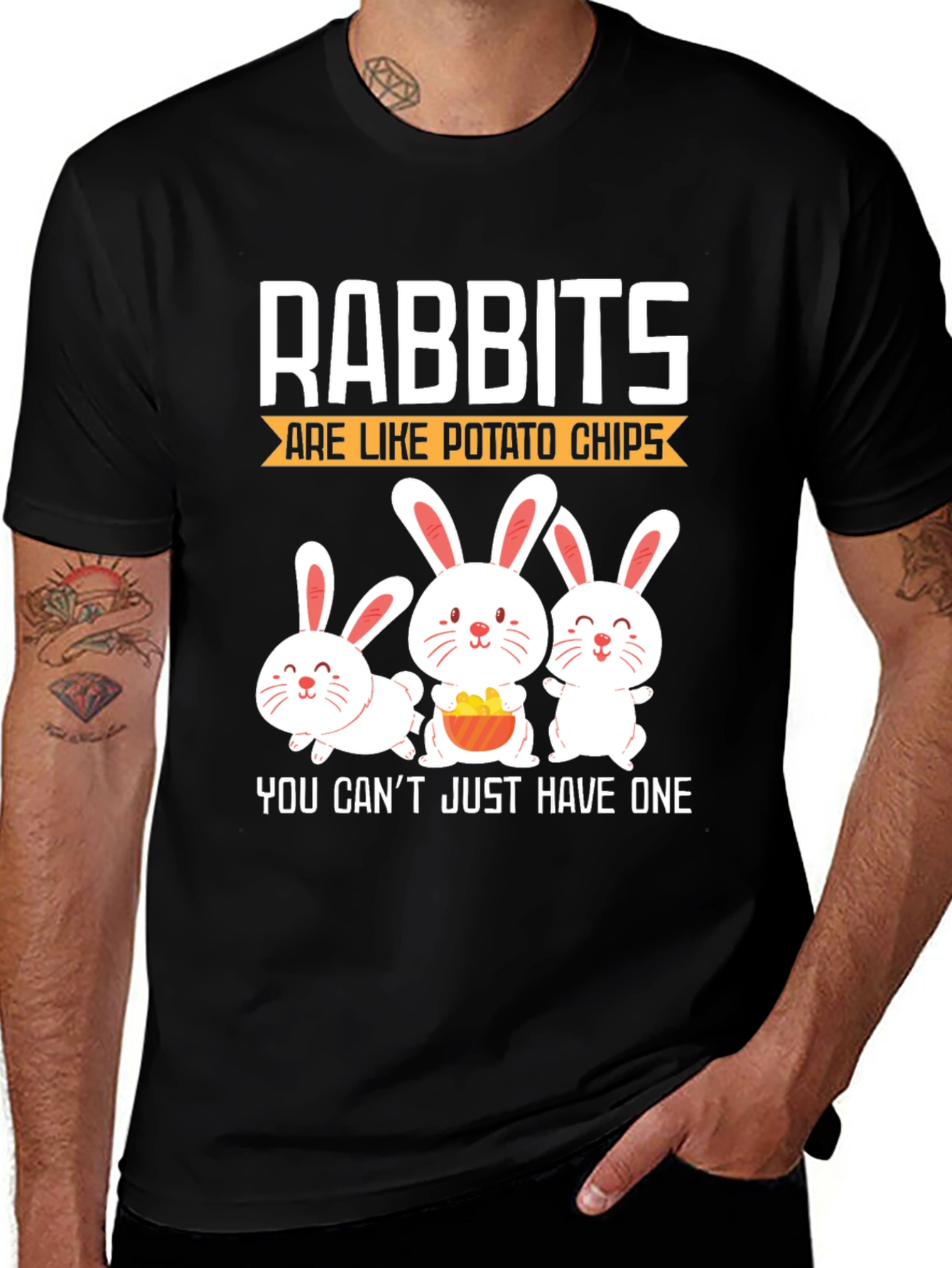 Rabbits Are Like Potato Chips Funny Graphic T-Shirt