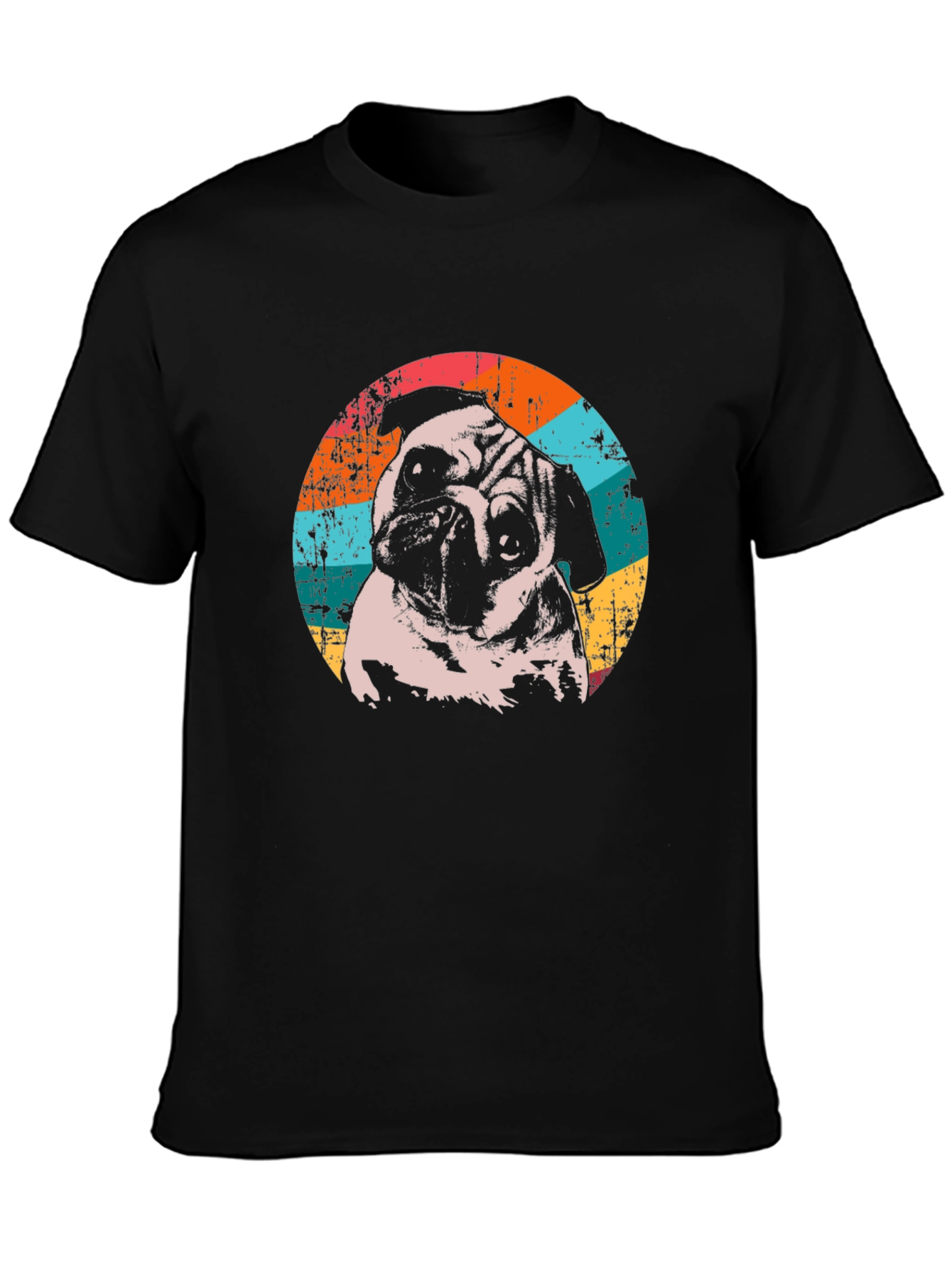 Retro Pug Graphic T-Shirt - Black