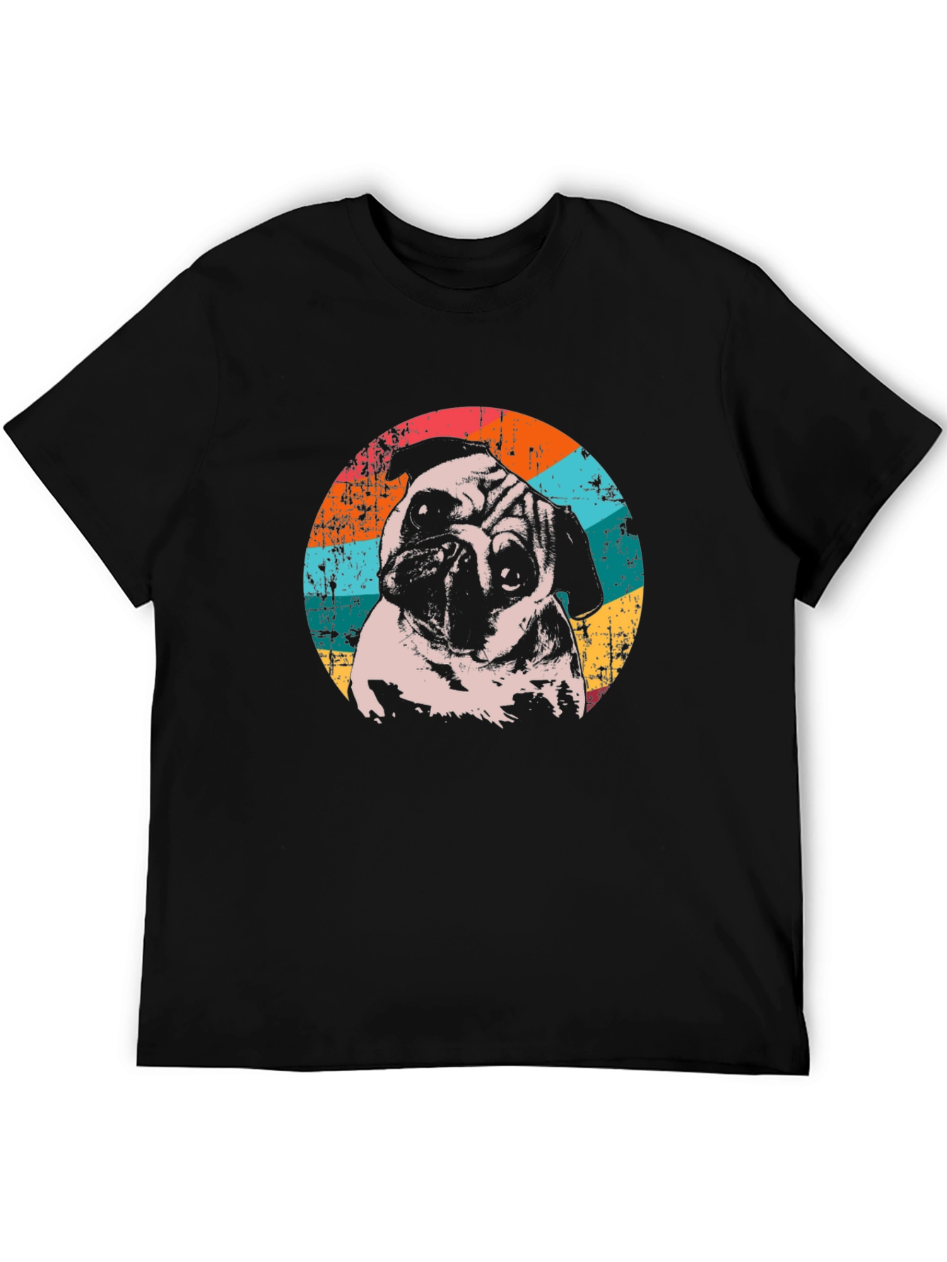 Retro Pug Graphic T-Shirt - Black