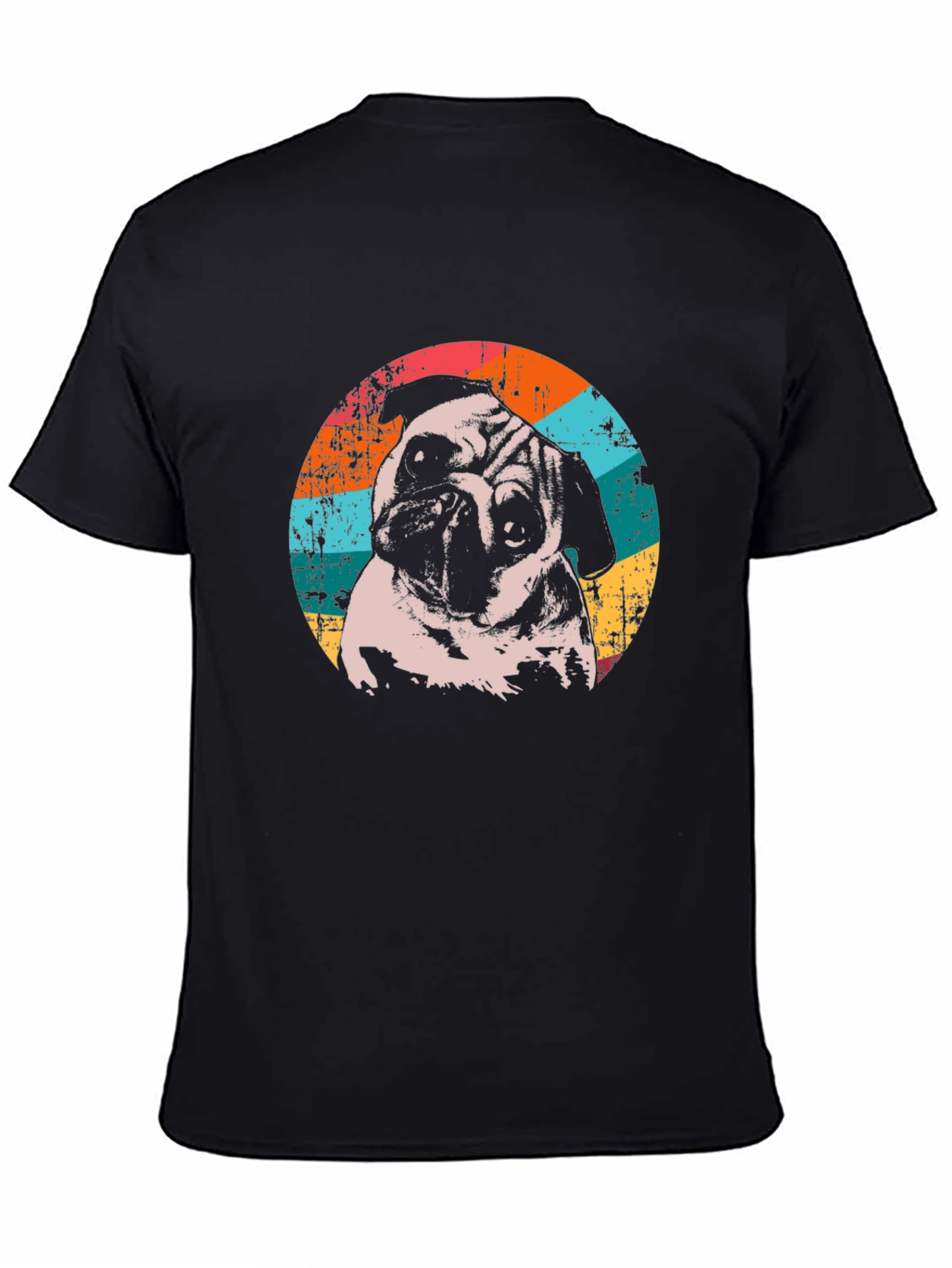 Retro Pug Graphic T-Shirt - Black