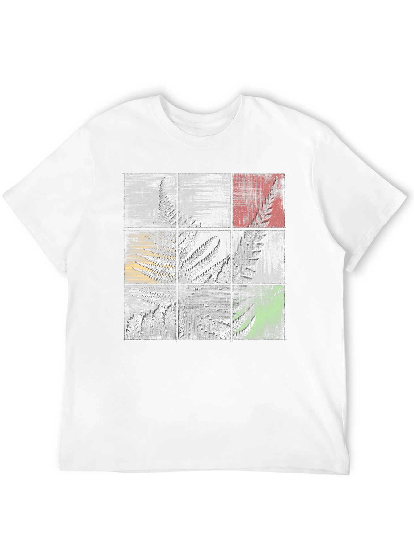 Abstract Botanical Grid Graphic Tee - Black Casual Shirt