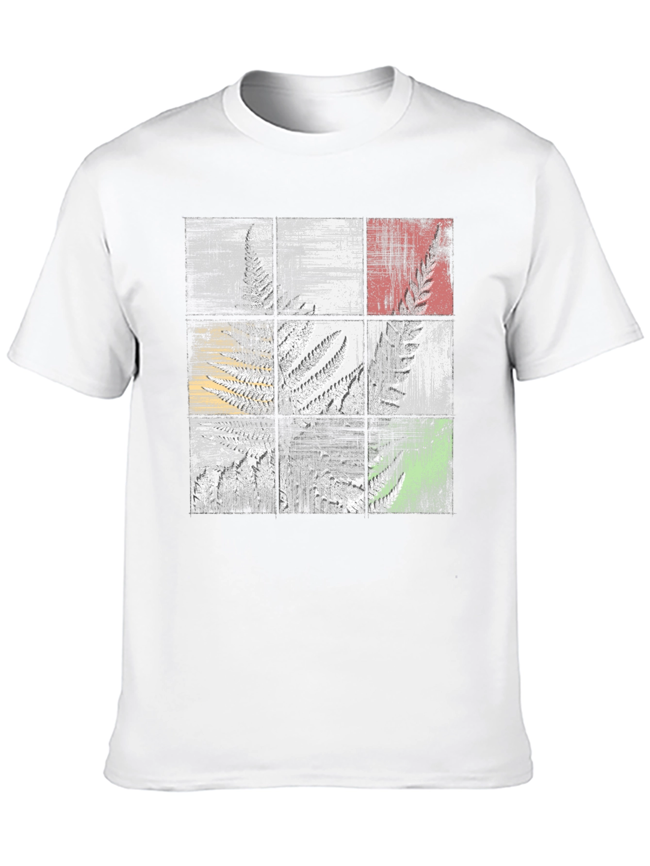Abstract Botanical Grid Graphic Tee - Black Casual Shirt