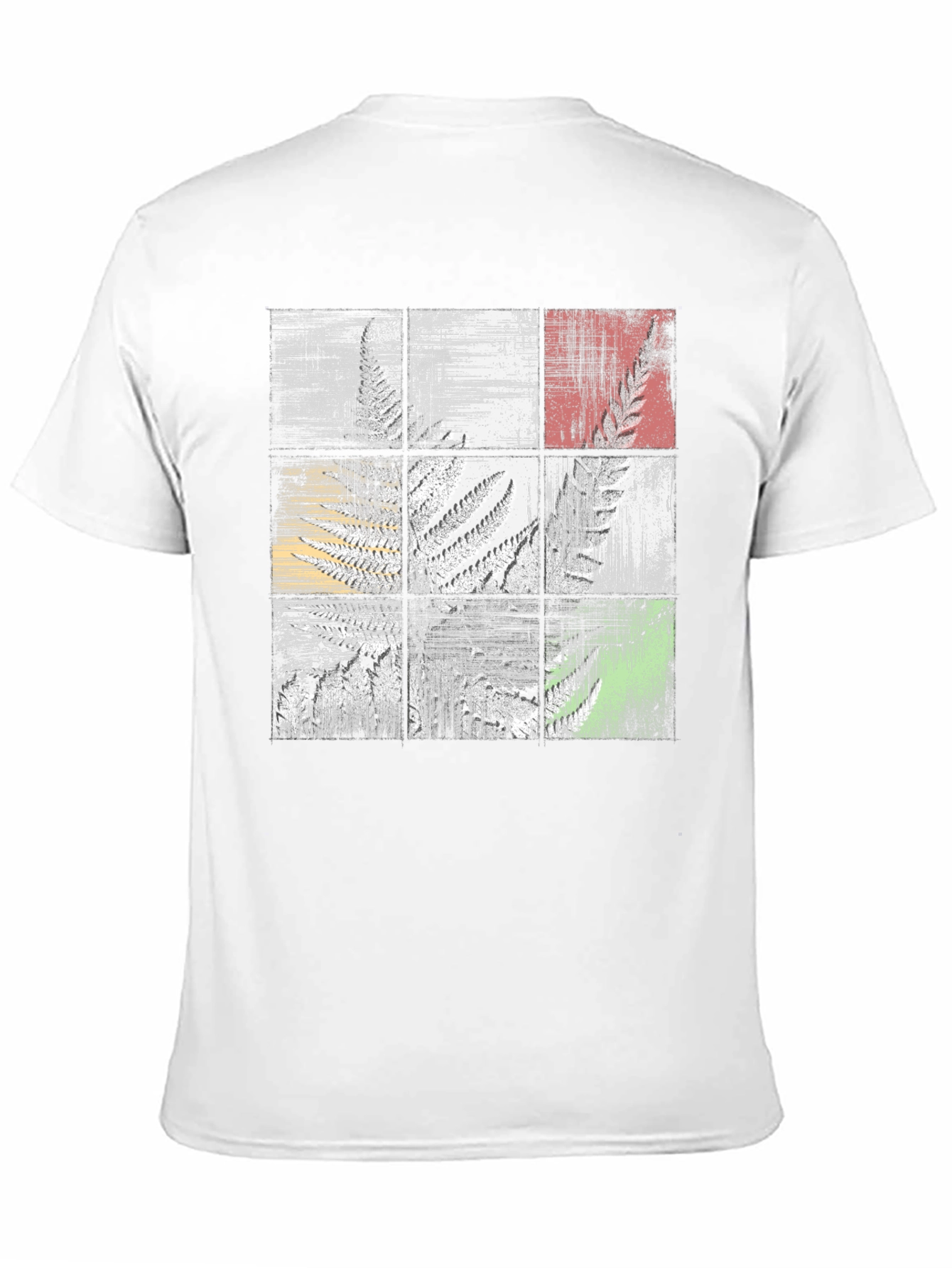 Abstract Botanical Grid Graphic Tee - Black Casual Shirt