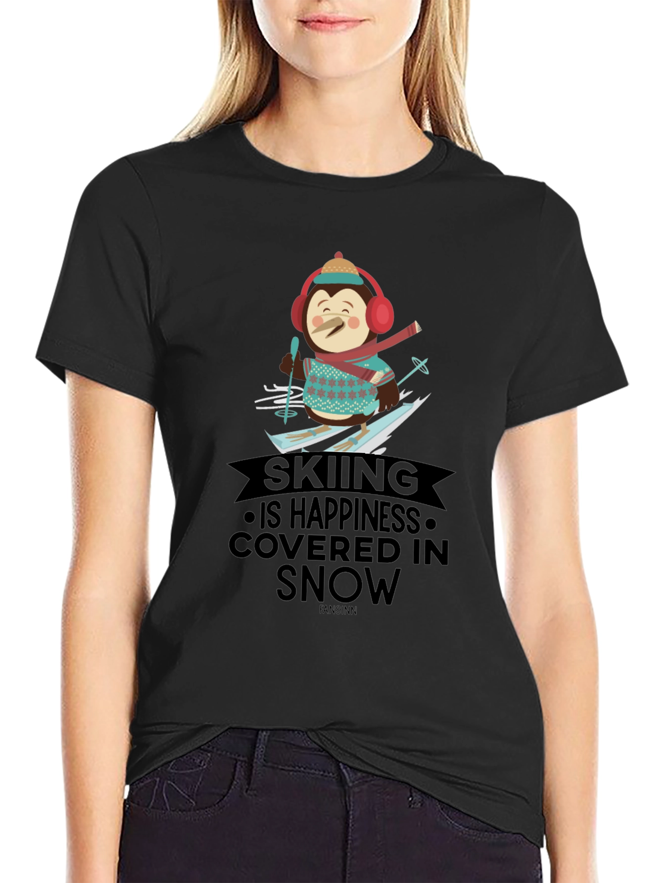 Skiing Happiness Penguin Graphic Tee