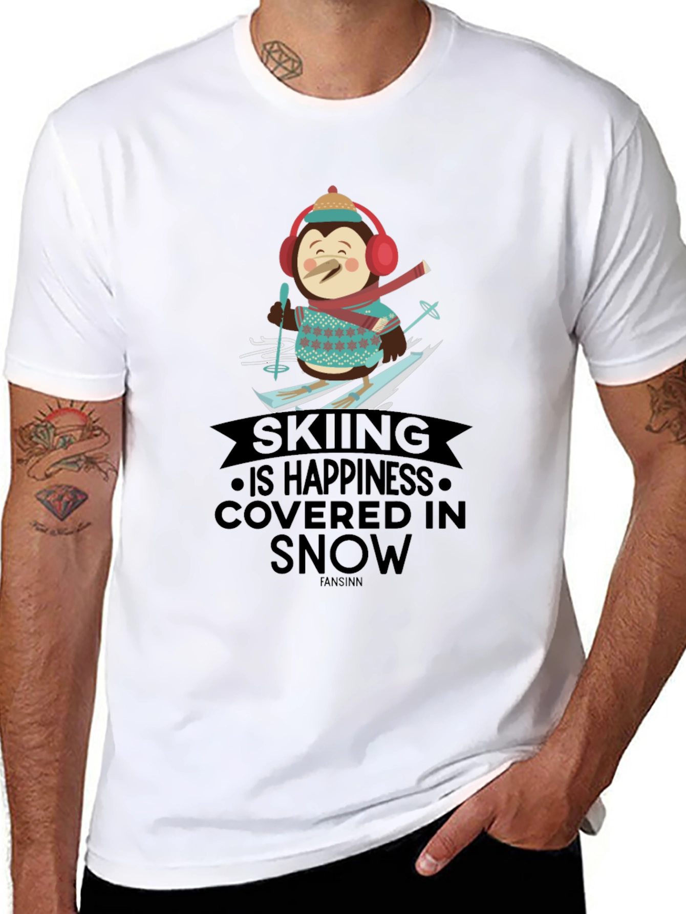 Skiing Happiness Penguin Graphic Tee