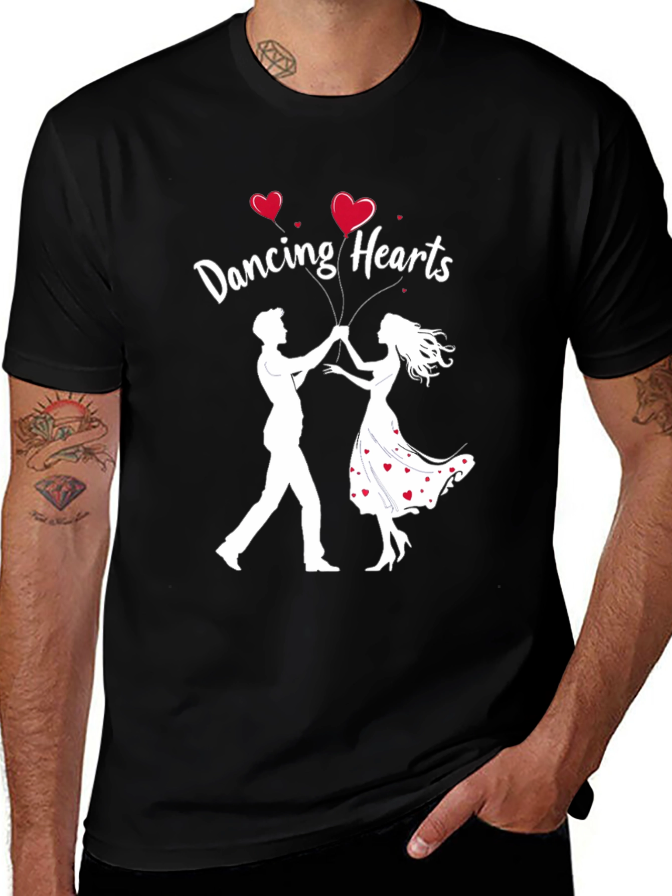 Dancing Hearts Graphic Black T-Shirt