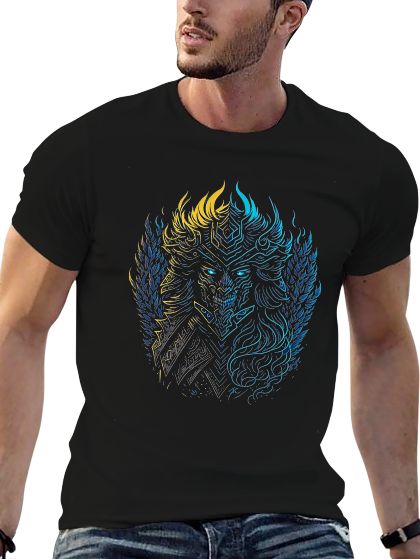 Viking Warrior Graphic Tee - Black