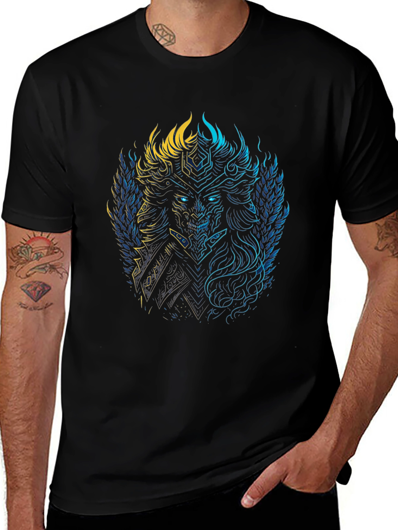 Viking Warrior Graphic Tee - Black