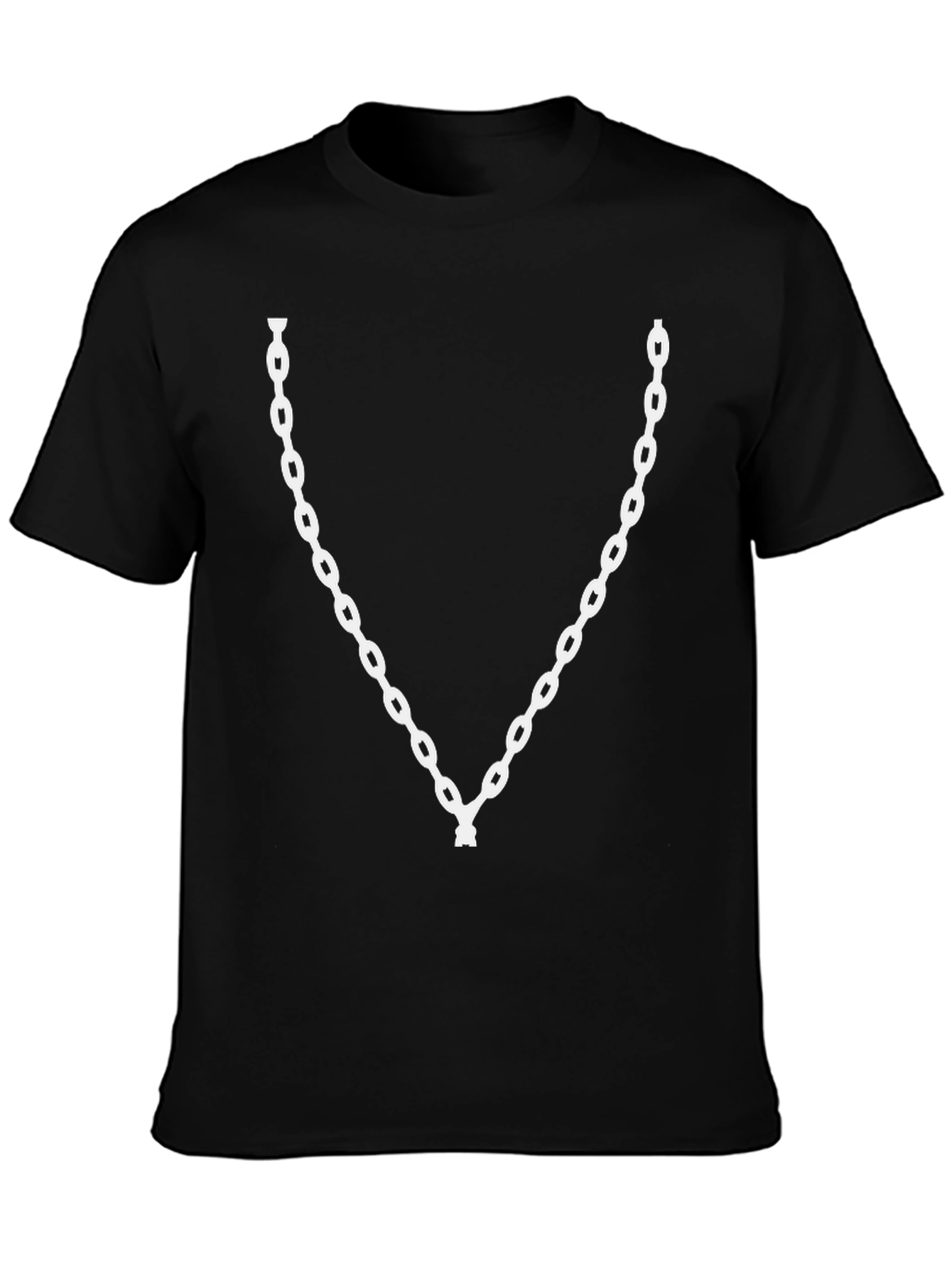 Mens Black T-Shirt with Chain Print