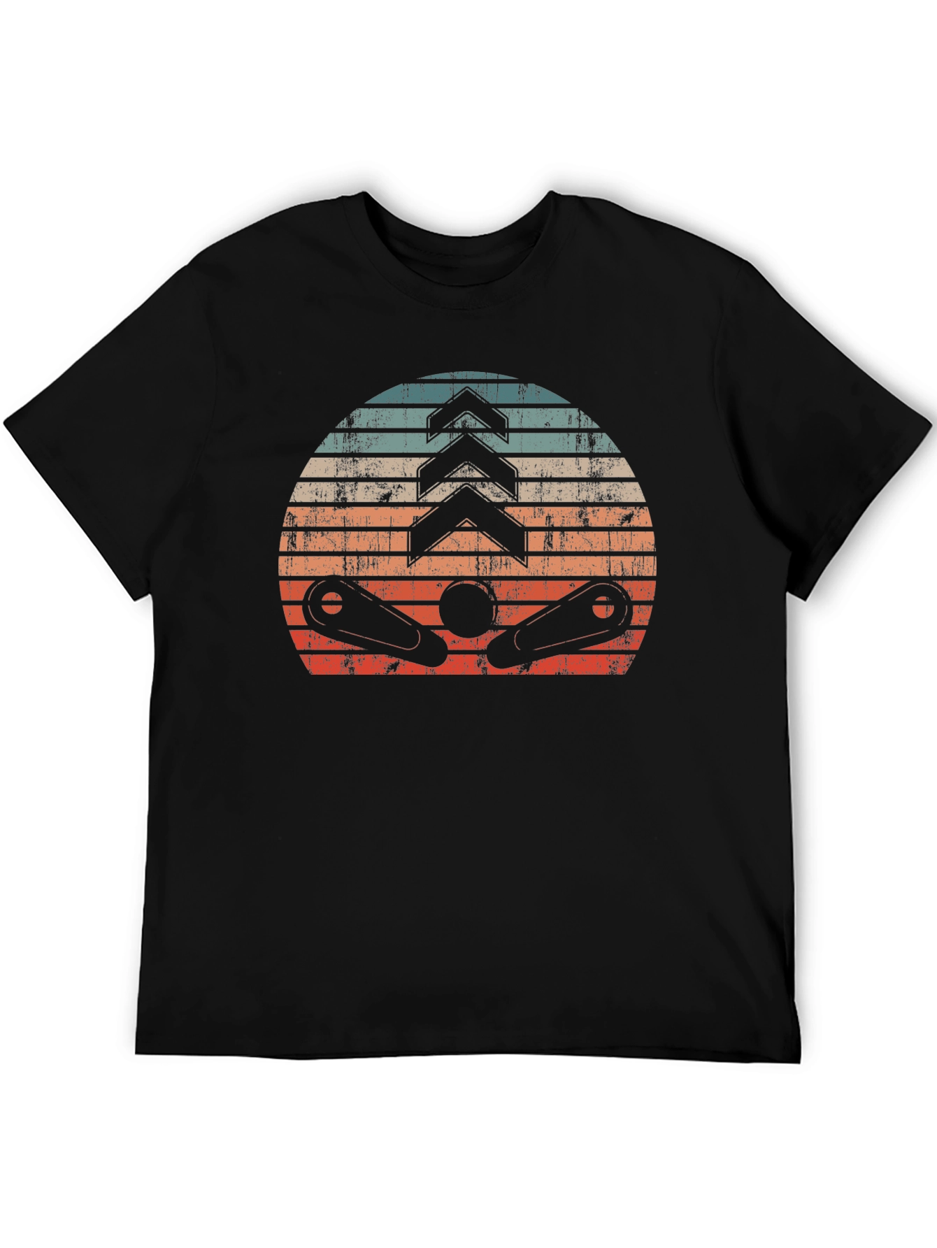 Retro Pinball Sunset Graphic Tee - Black