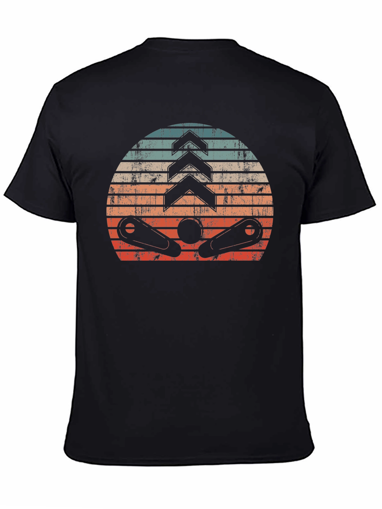 Retro Pinball Sunset Graphic Tee - Black