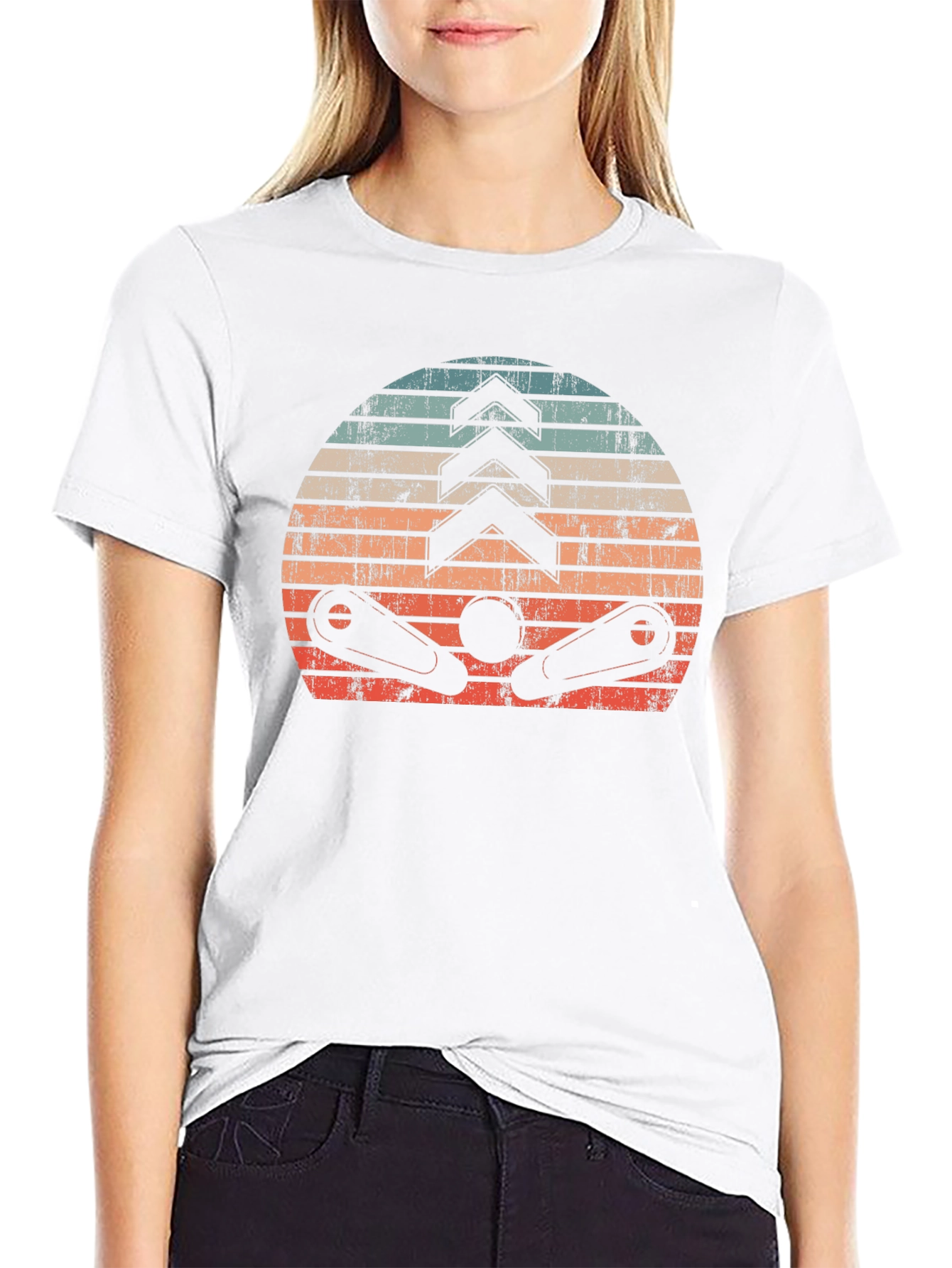 Retro Pinball Sunset Graphic Tee - Black
