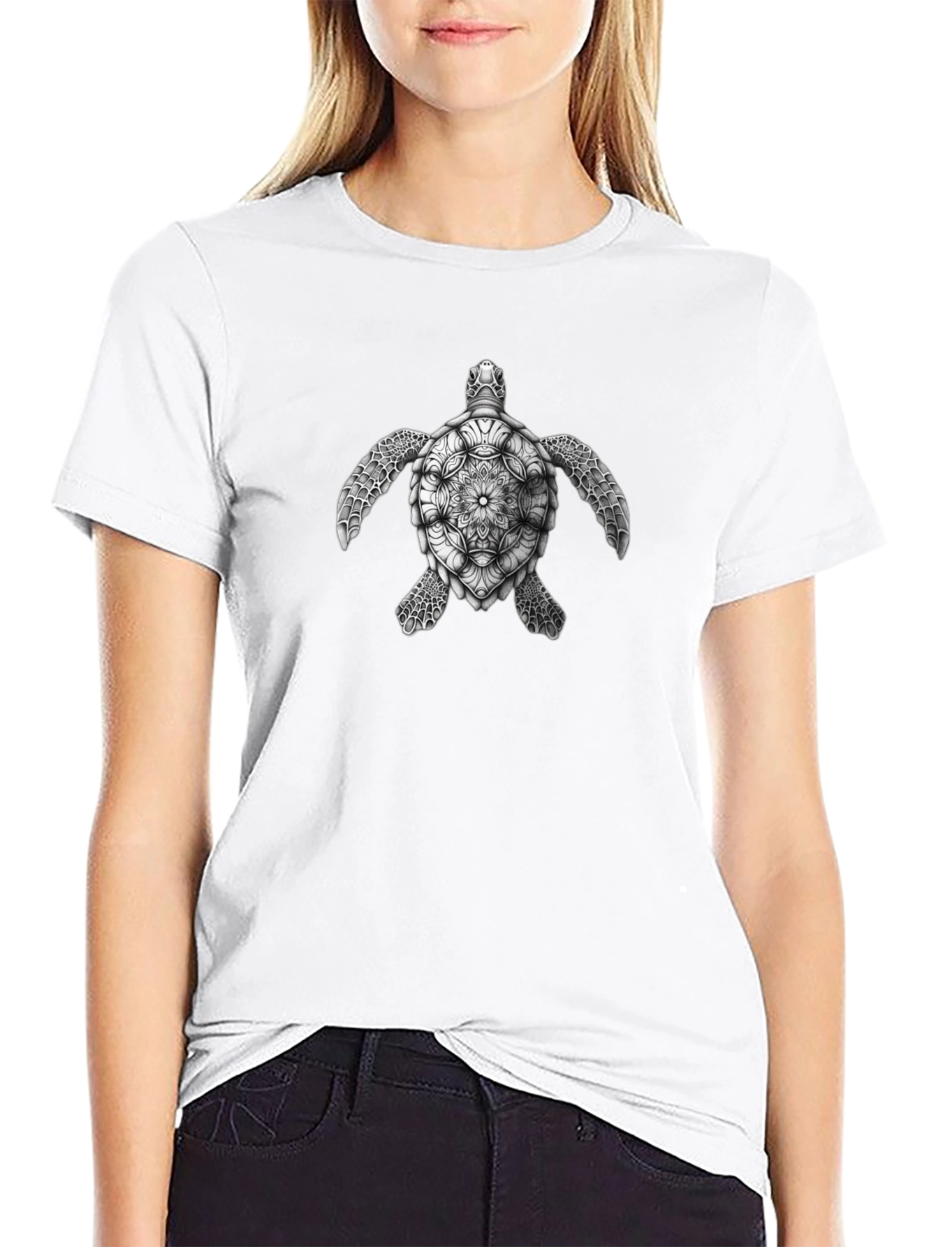 Turtle Mandala Graphic T-Shirt - Black