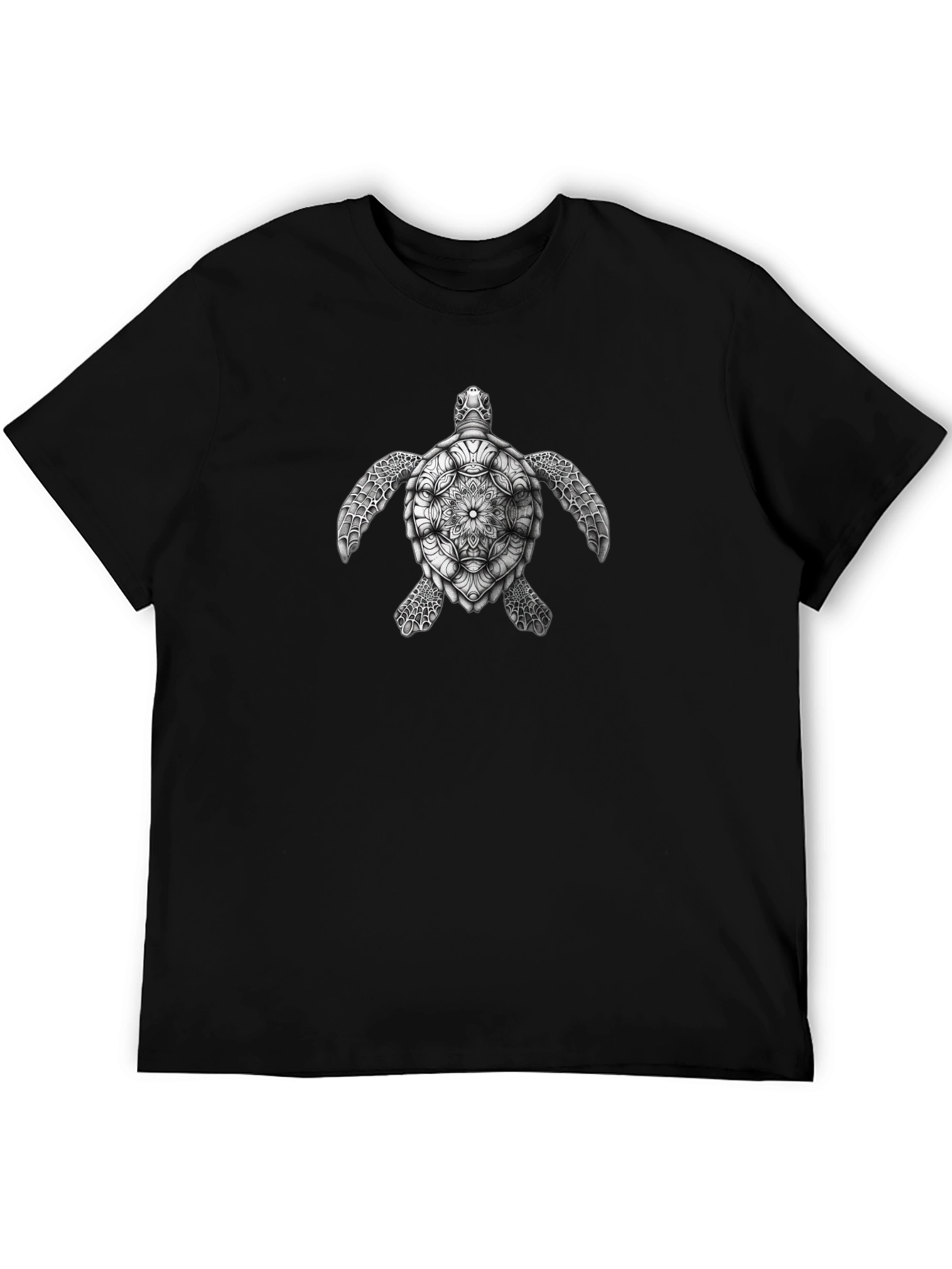 Turtle Mandala Graphic T-Shirt - Black