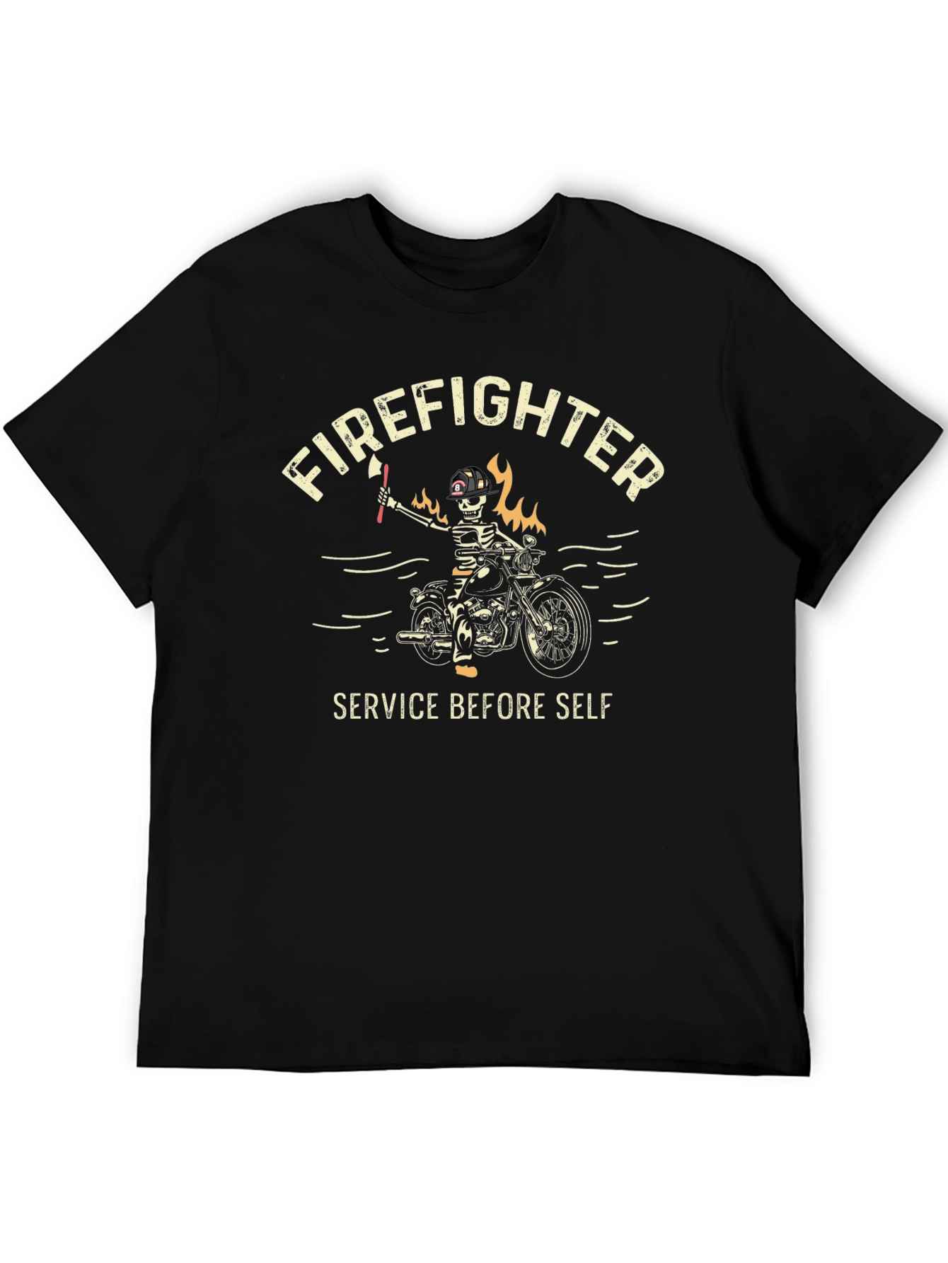 Firefighter Skeleton Rider T-Shirt - Service Before Self