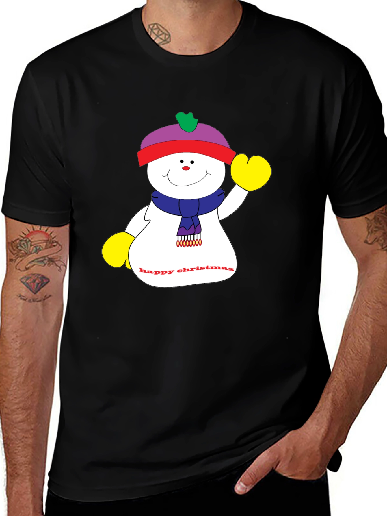 Festive Snowman Graphic T-Shirt