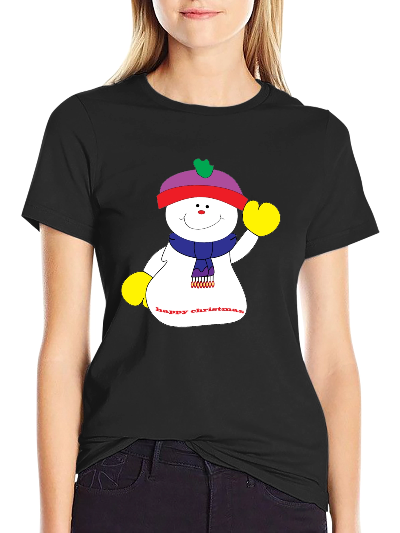 Festive Snowman Graphic T-Shirt