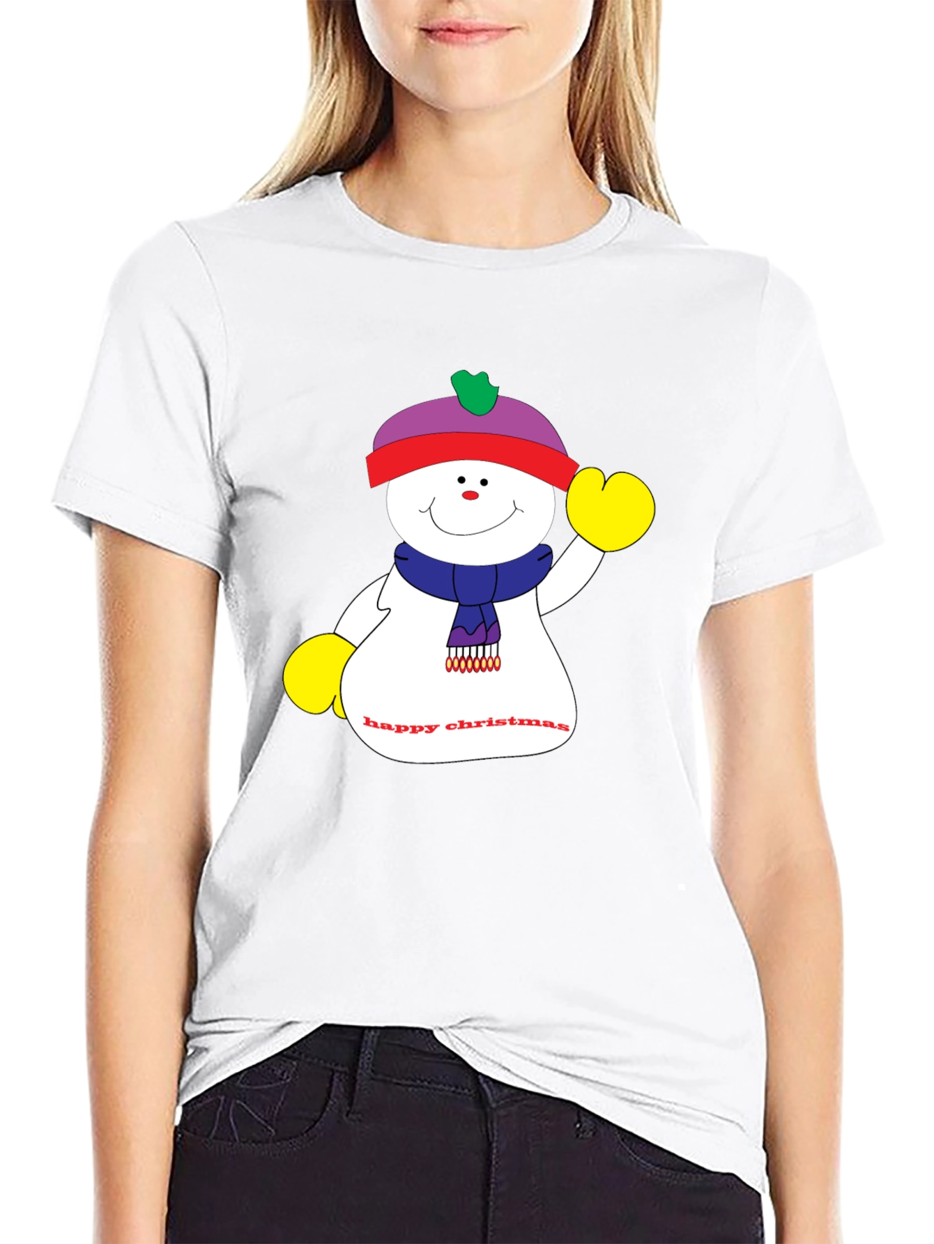 Festive Snowman Graphic T-Shirt
