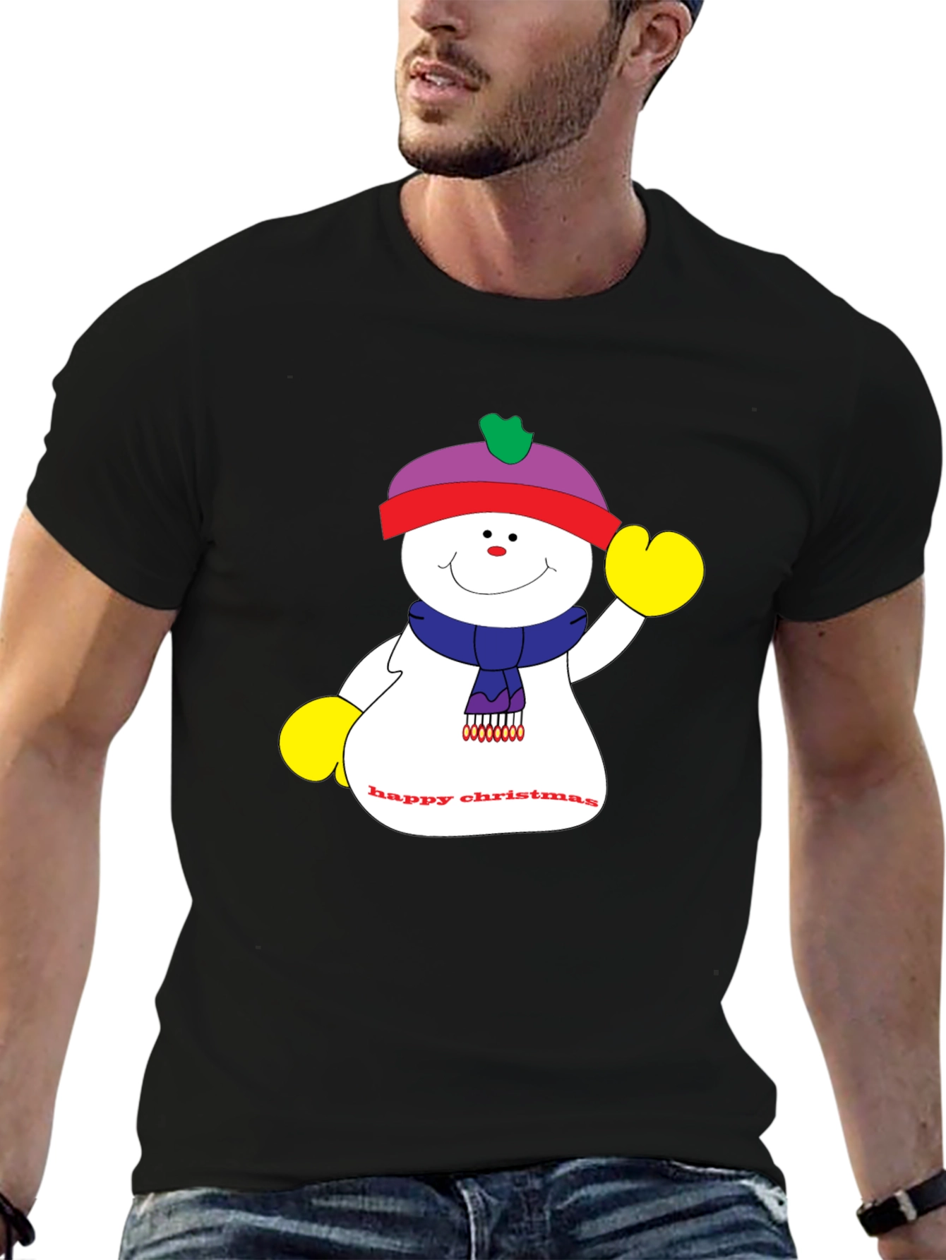 Festive Snowman Graphic T-Shirt