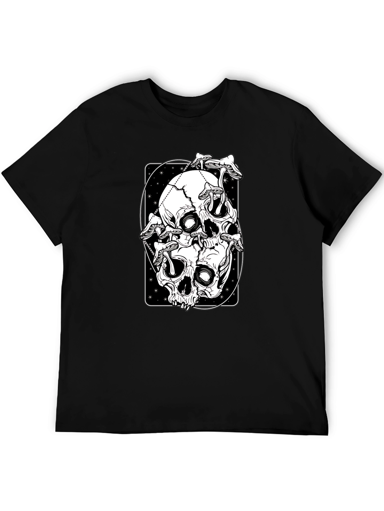 Skull & Mushroom Graphic Tee - Black