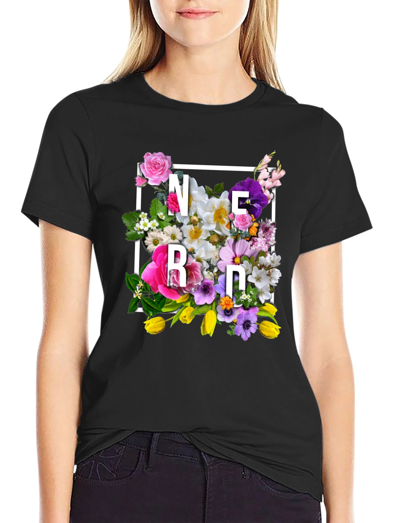 Floral Nerd T-Shirt - Trendy Geek Chic Tee