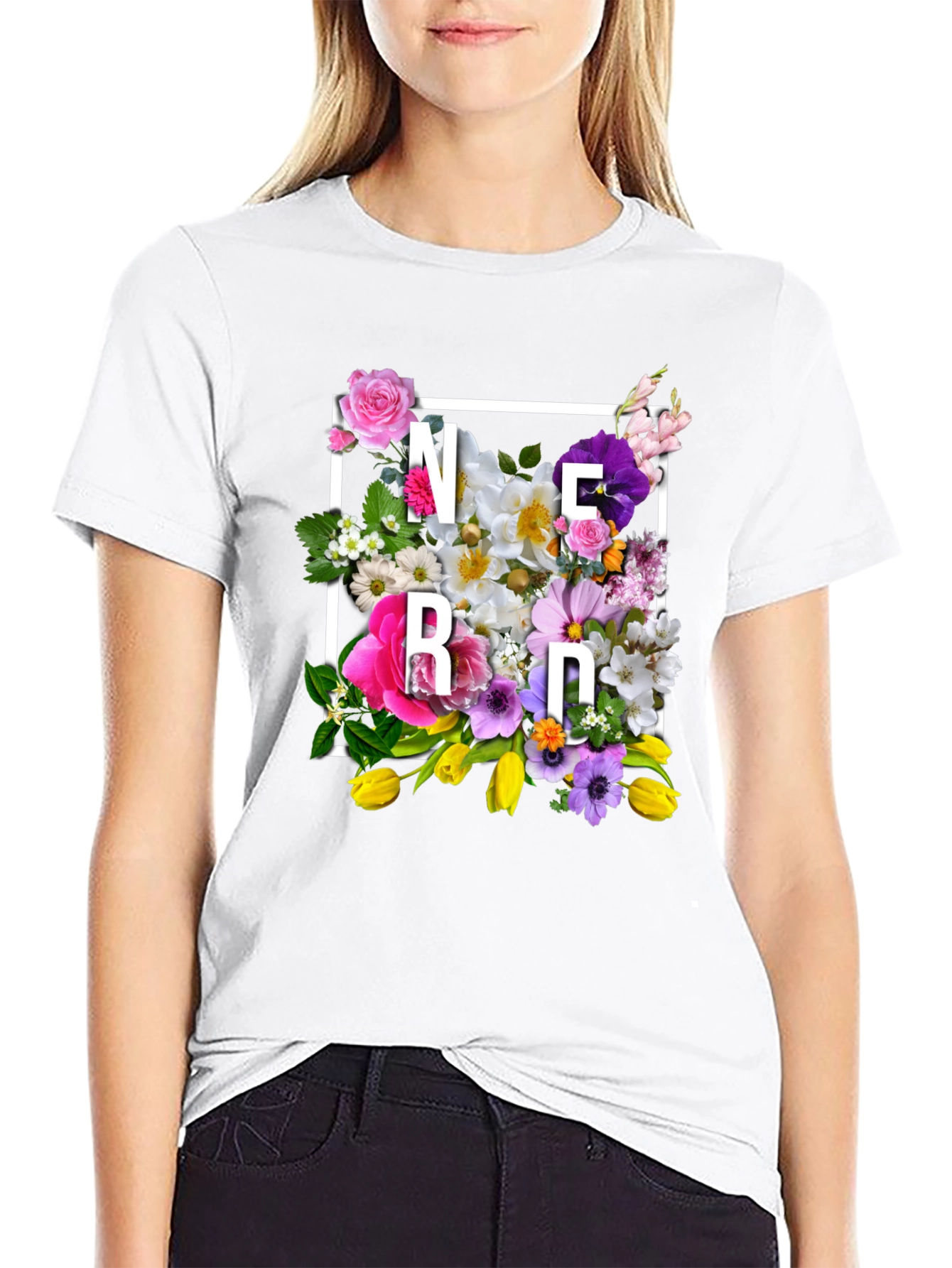 Floral Nerd T-Shirt - Trendy Geek Chic Tee