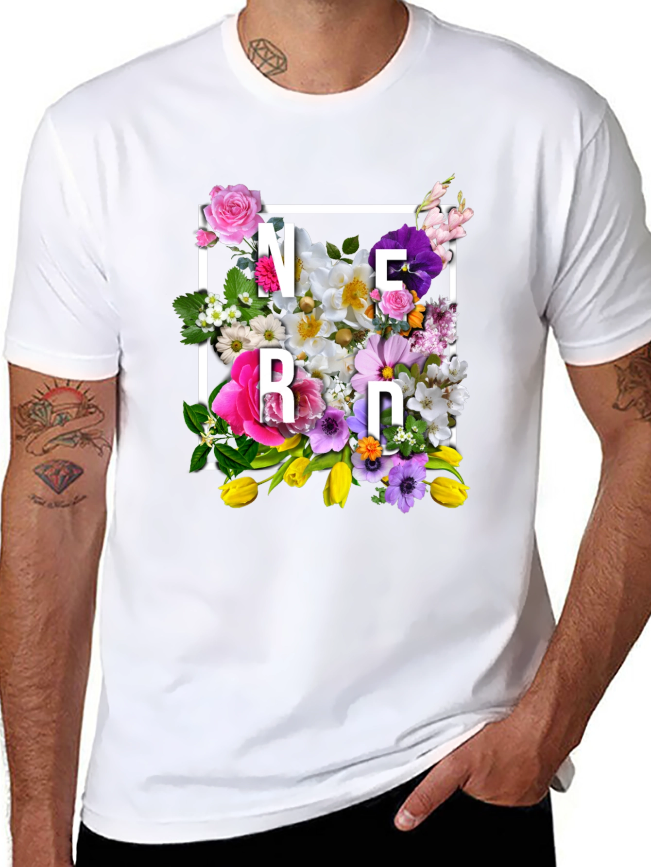 Floral Nerd T-Shirt - Trendy Geek Chic Tee