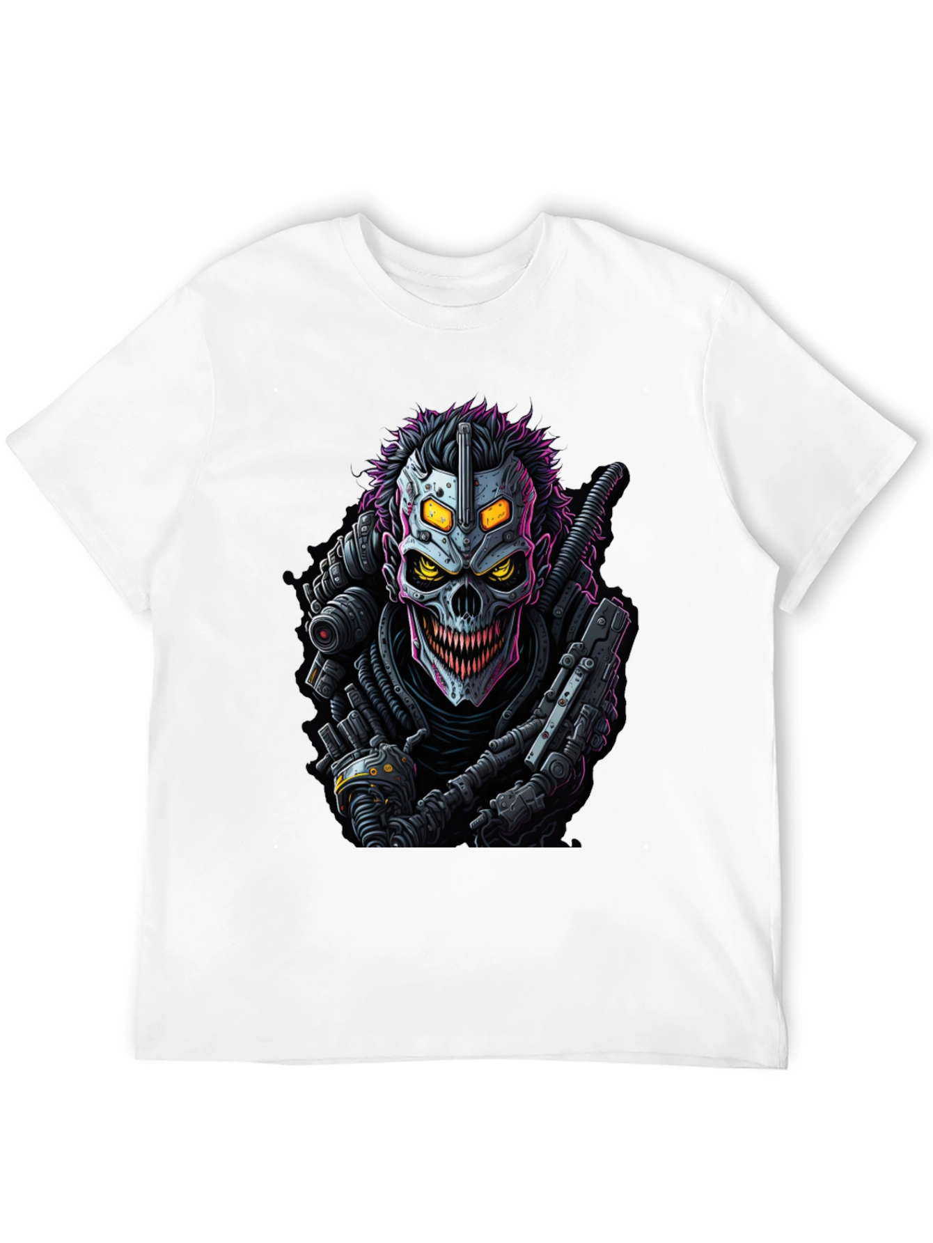 Cyberpunk Skull Graphic Tee - Black