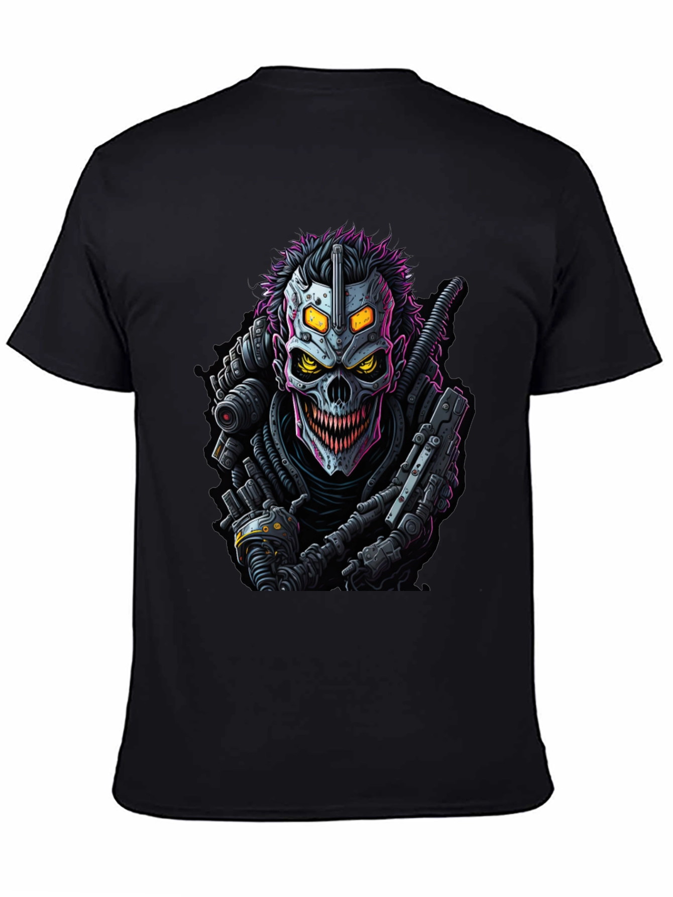 Cyberpunk Skull Graphic Tee - Black