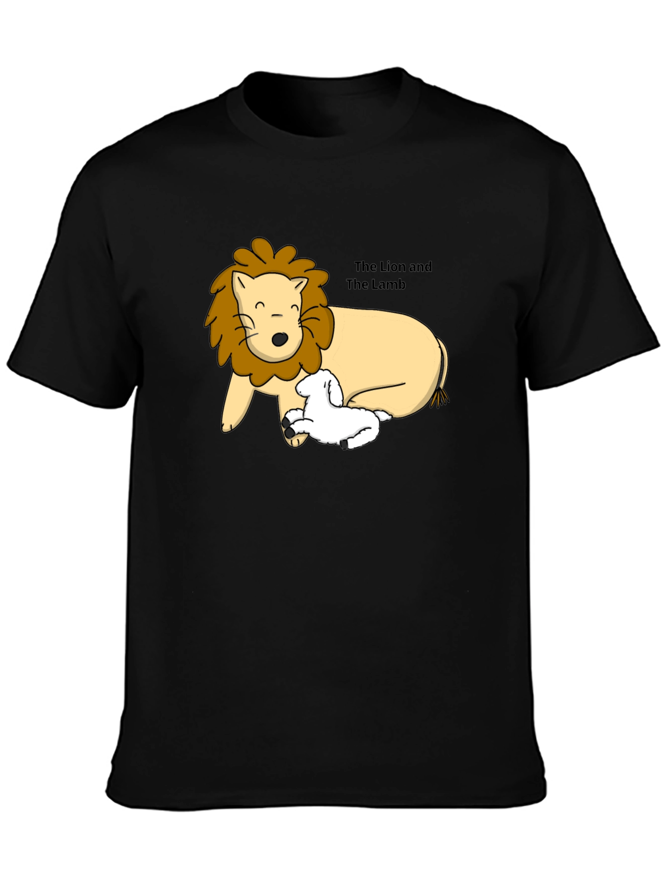 Lion and Lamb Graphic Tee - Black Cotton T-Shirt