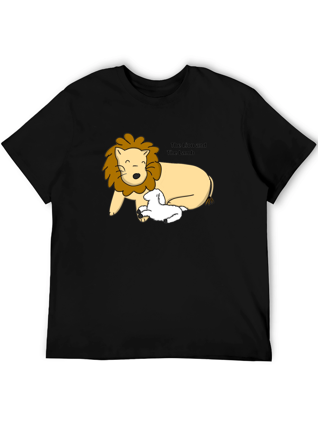Lion and Lamb Graphic Tee - Black Cotton T-Shirt