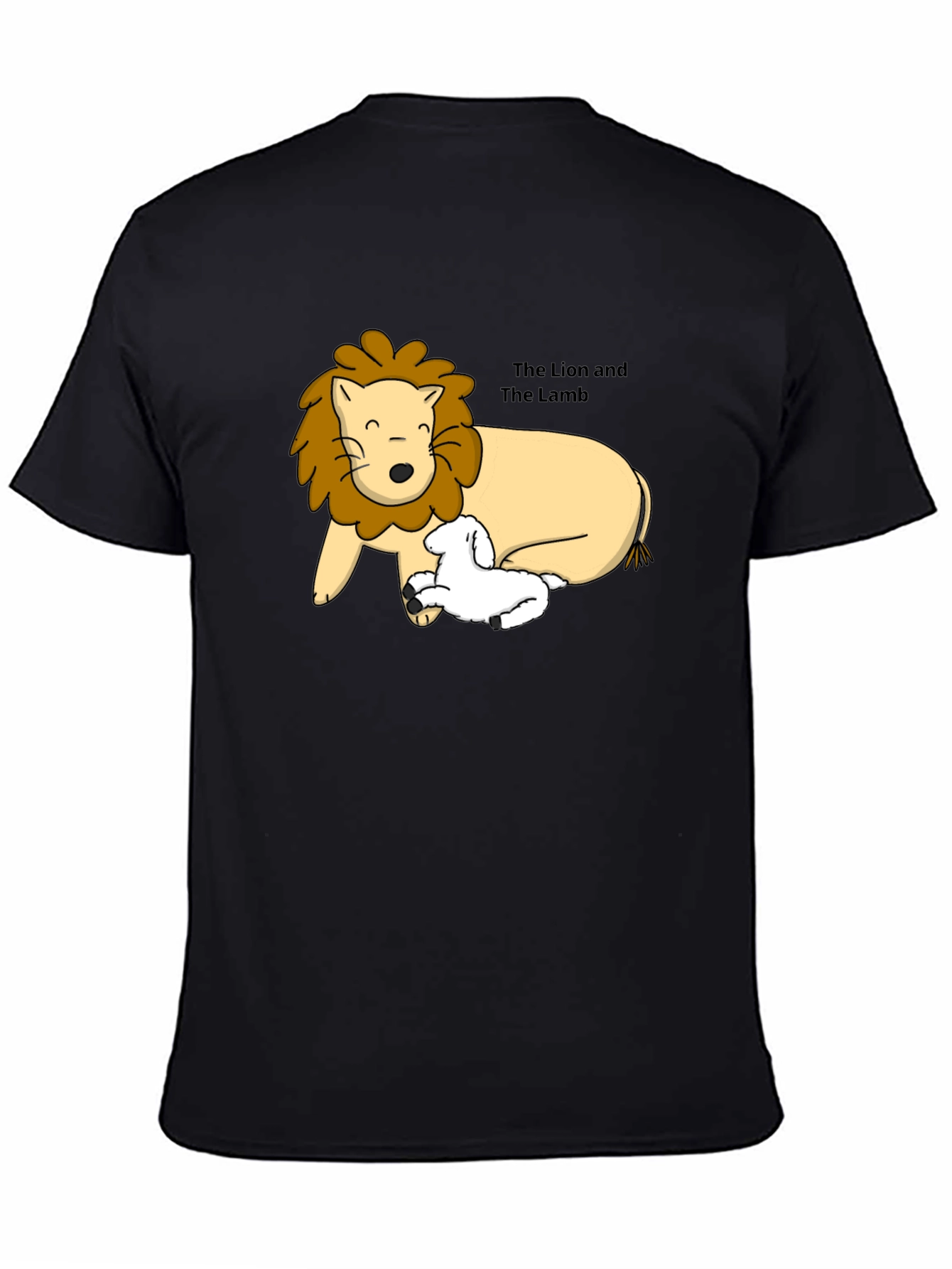 Lion and Lamb Graphic Tee - Black Cotton T-Shirt