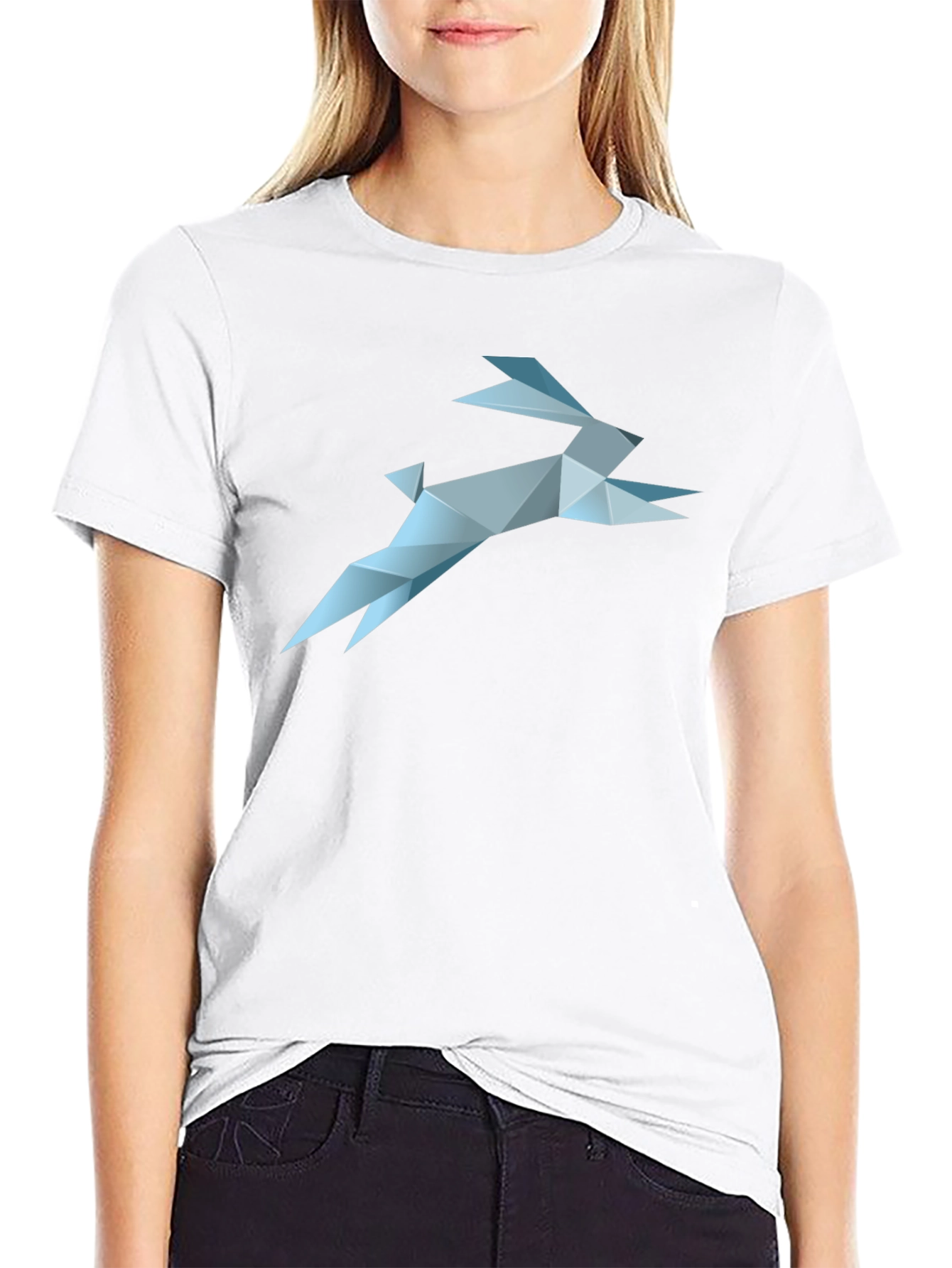 Geometric Rabbit Graphic Tee - Black