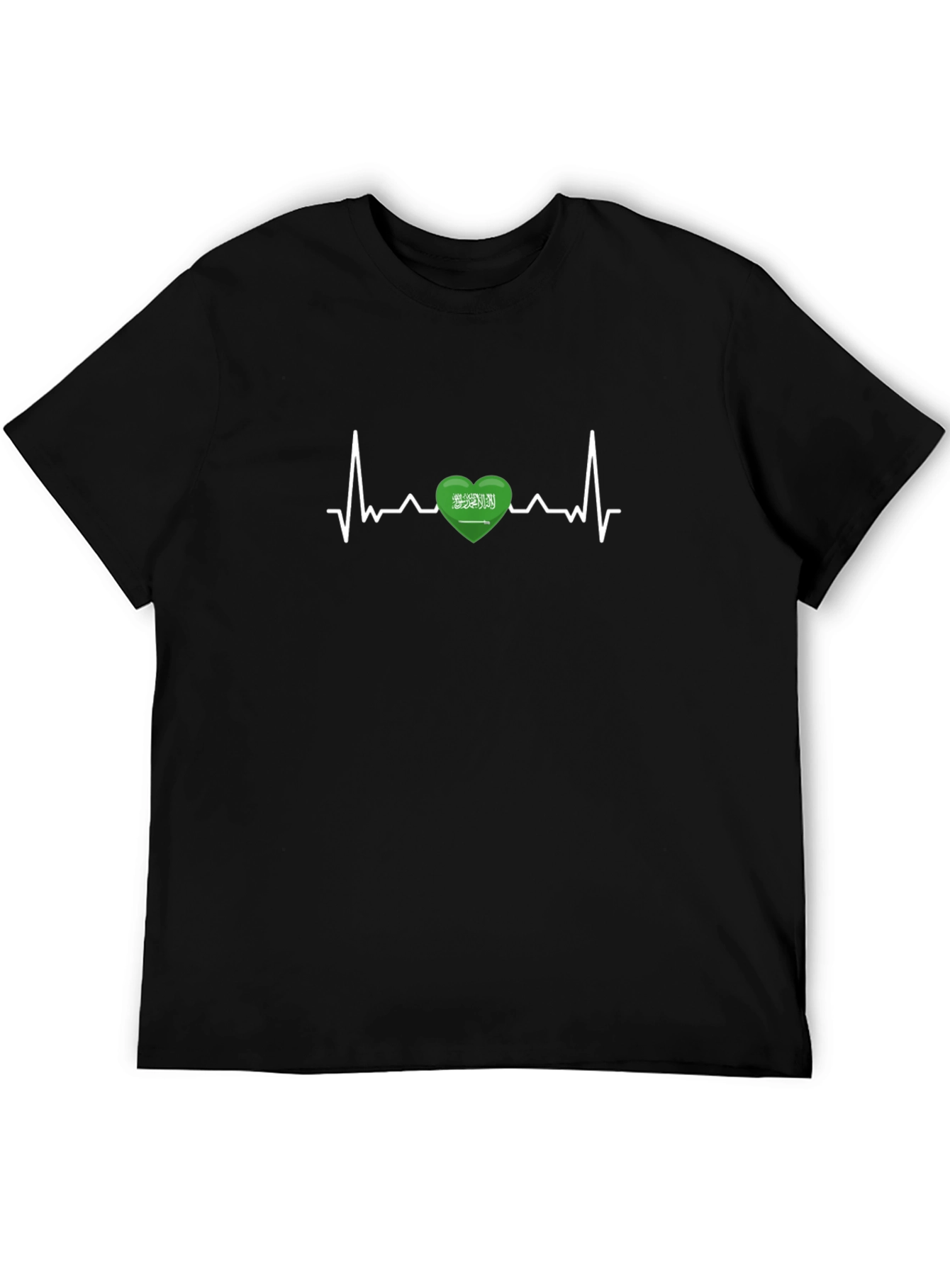 Saudi Arabia Heartbeat Flag T-Shirt - Black