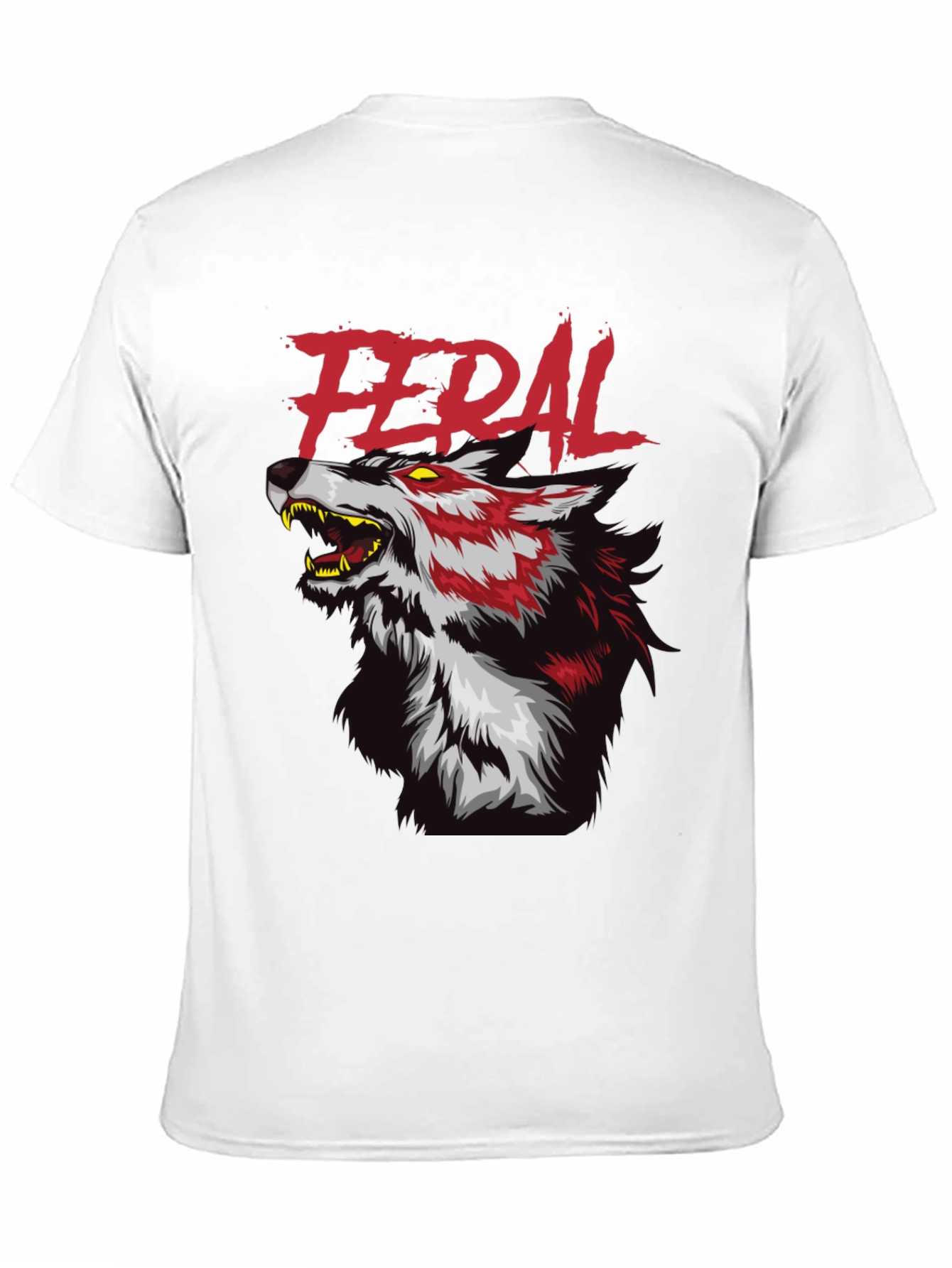 Feral Wolf Graphic Tee - Black Cotton T-Shirt
