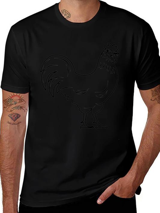 Black Rooster Graphic Tee - Mens Casual T-Shirt