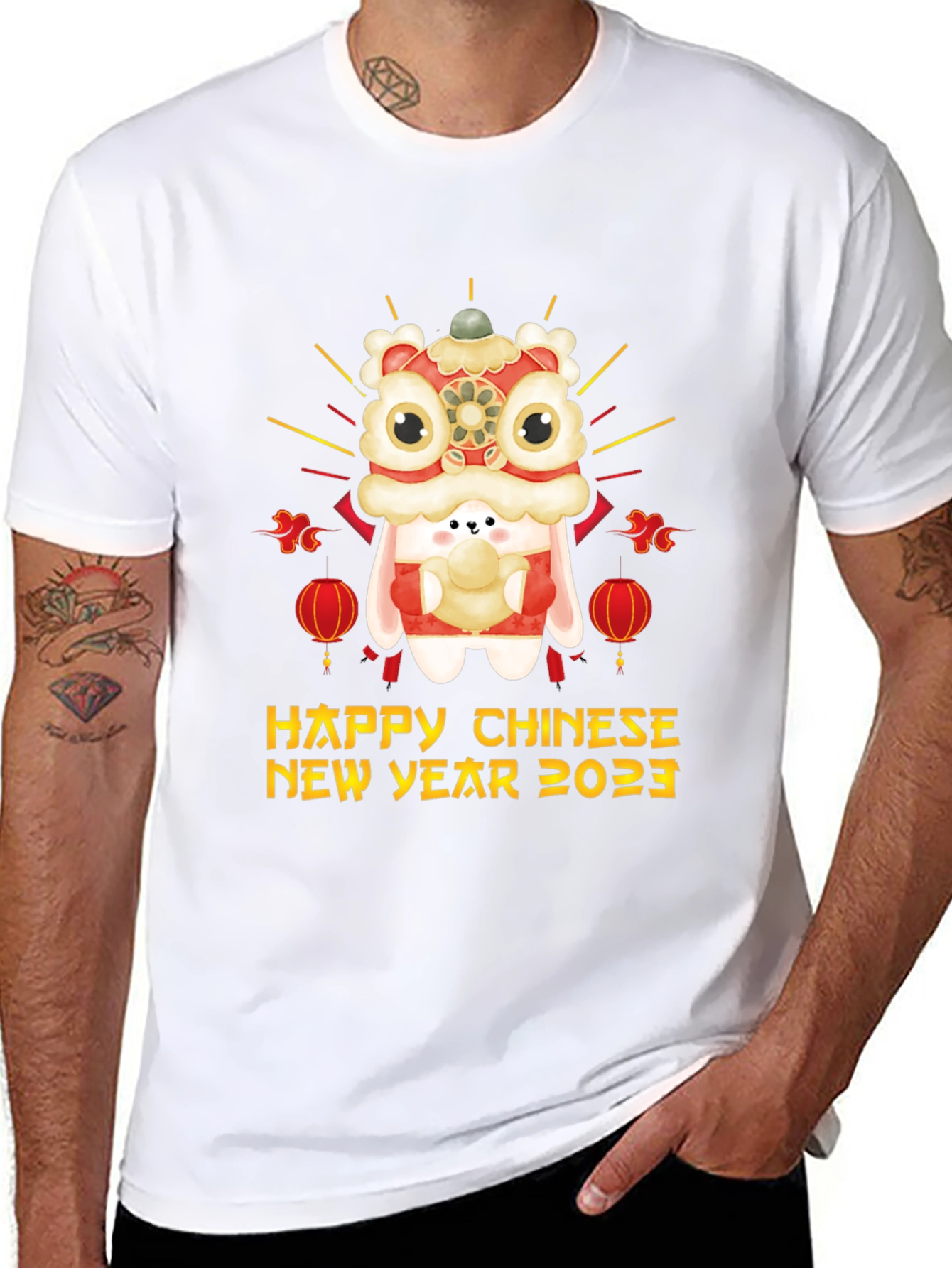 Happy Chinese New Year 2023 Rabbit Lion Dance T-Shirt