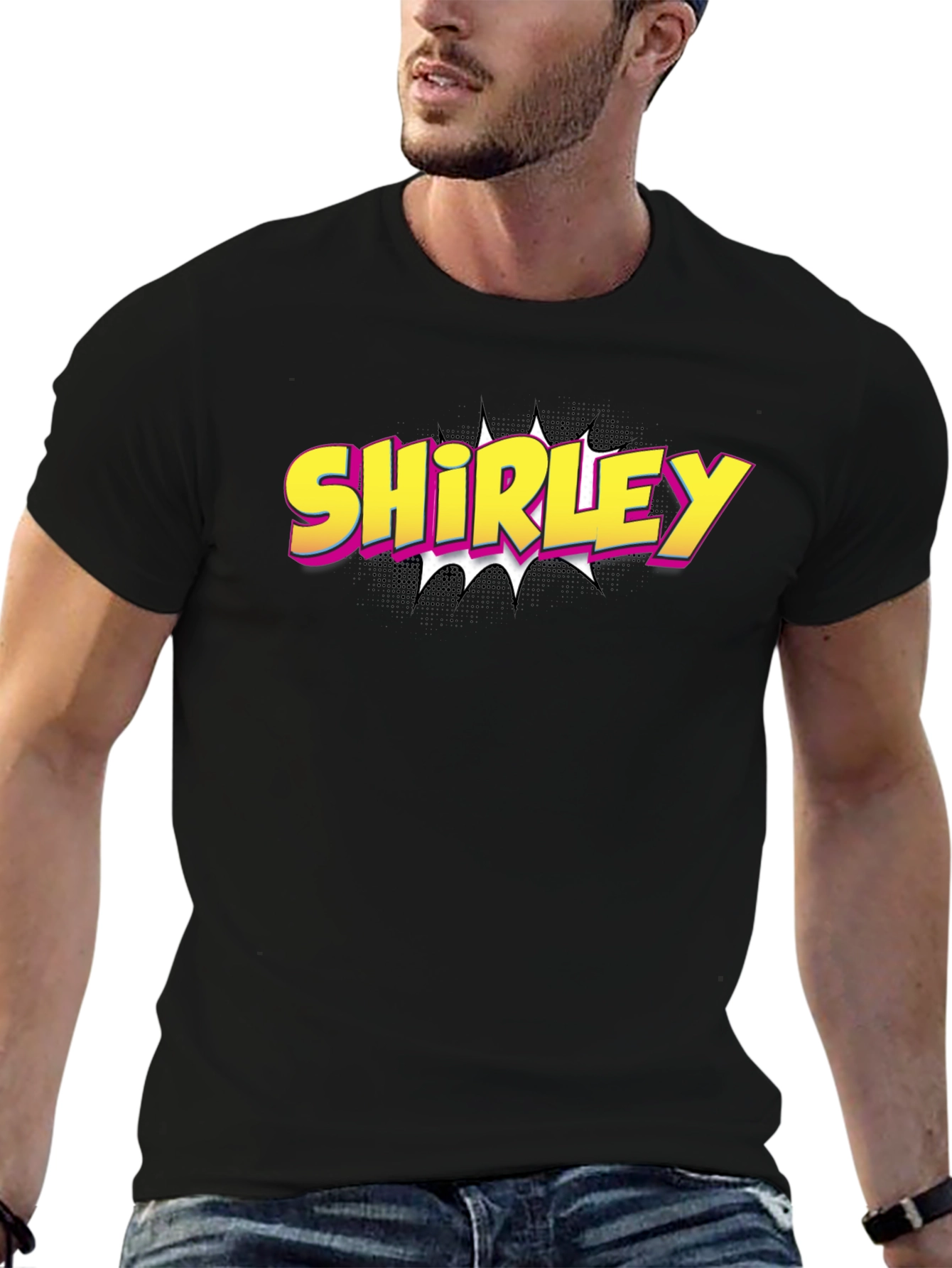 Shirley Comic Book Style Graphic Tee - Black