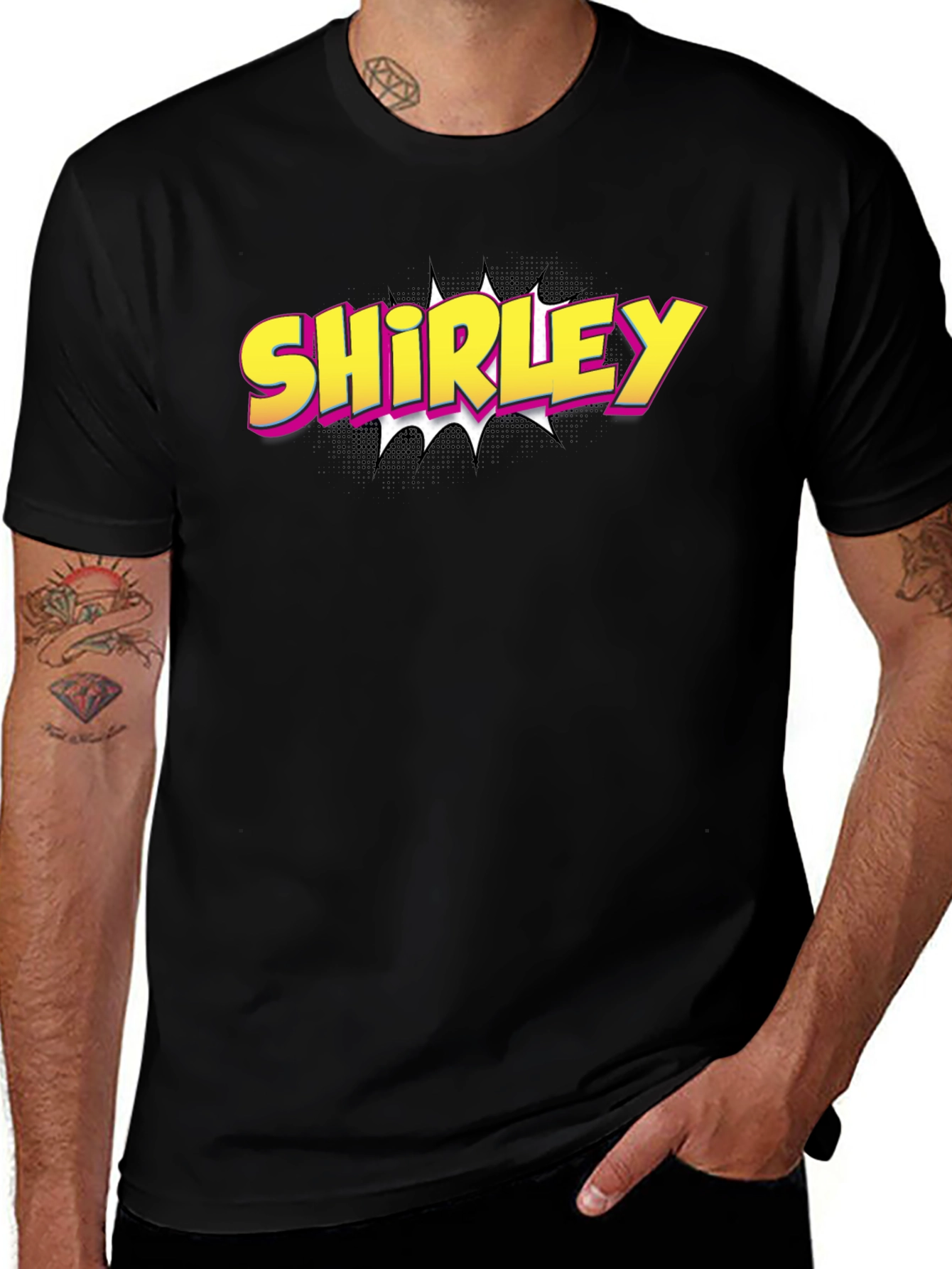 Shirley Comic Book Style Graphic Tee - Black