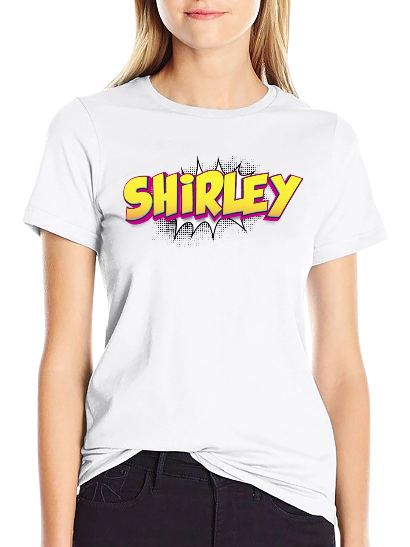 Shirley Comic Book Style Graphic Tee - Black