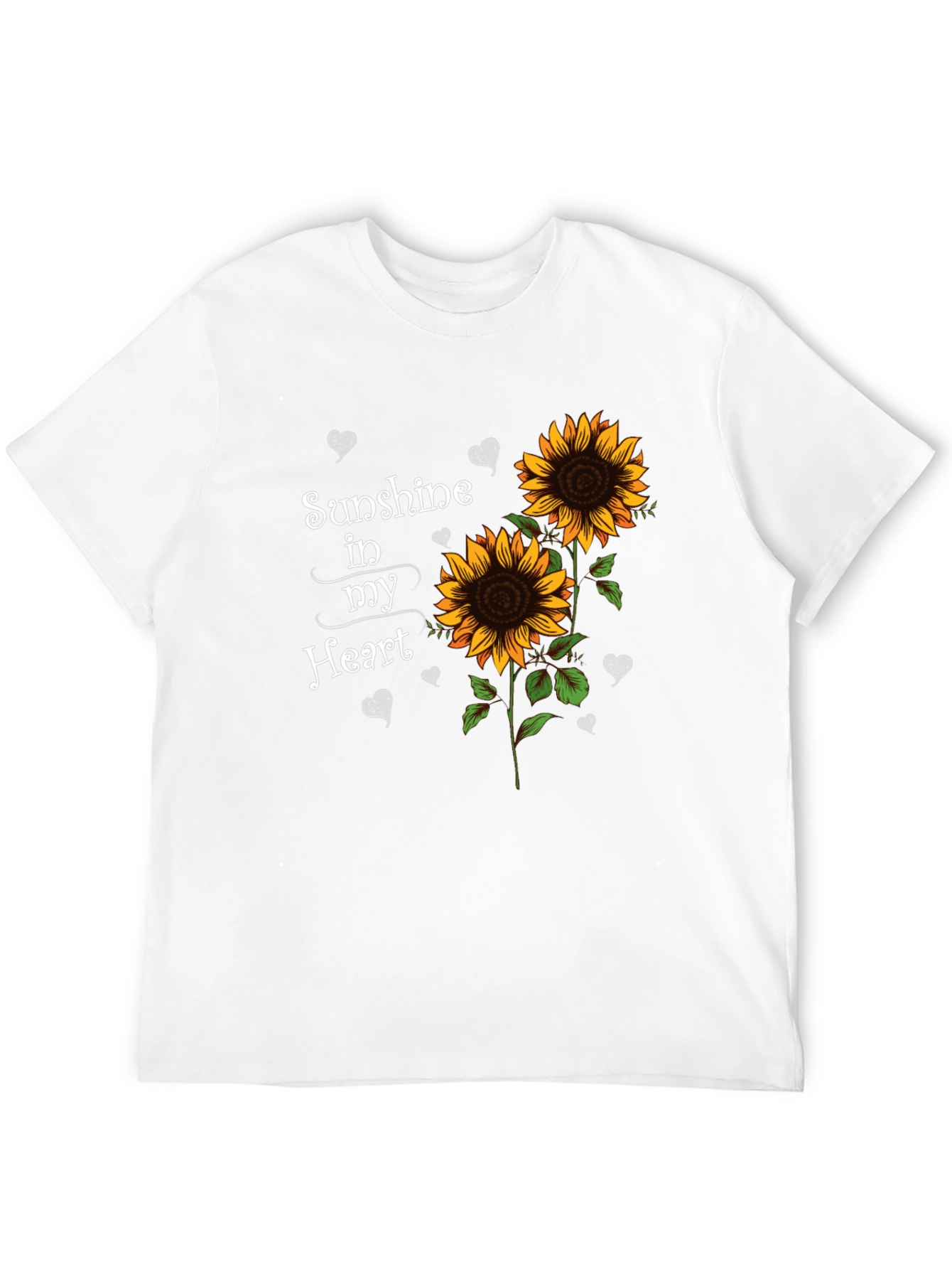 Sunflower Sunshine Heart Black T-Shirt