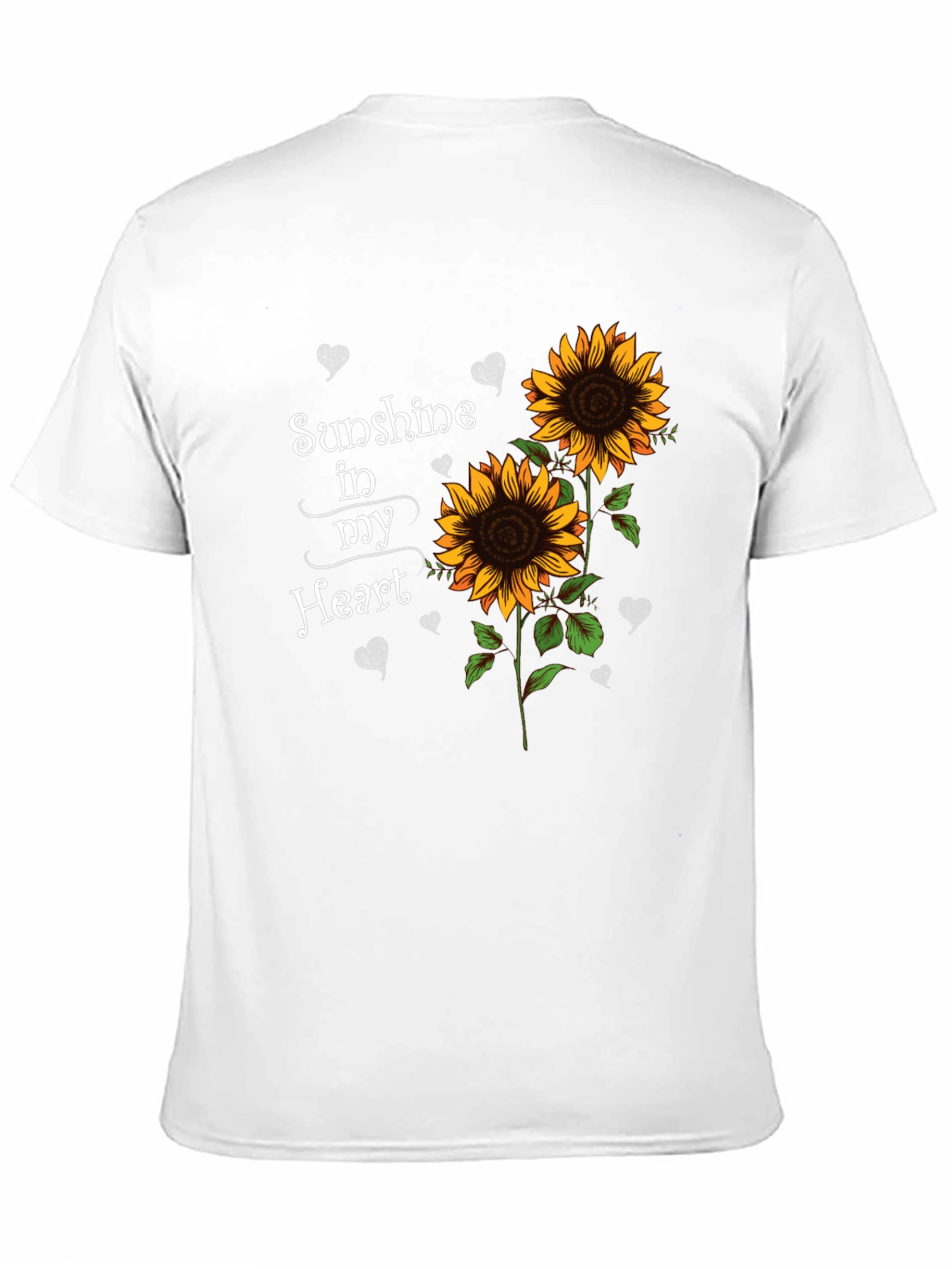 Sunflower Sunshine Heart Black T-Shirt