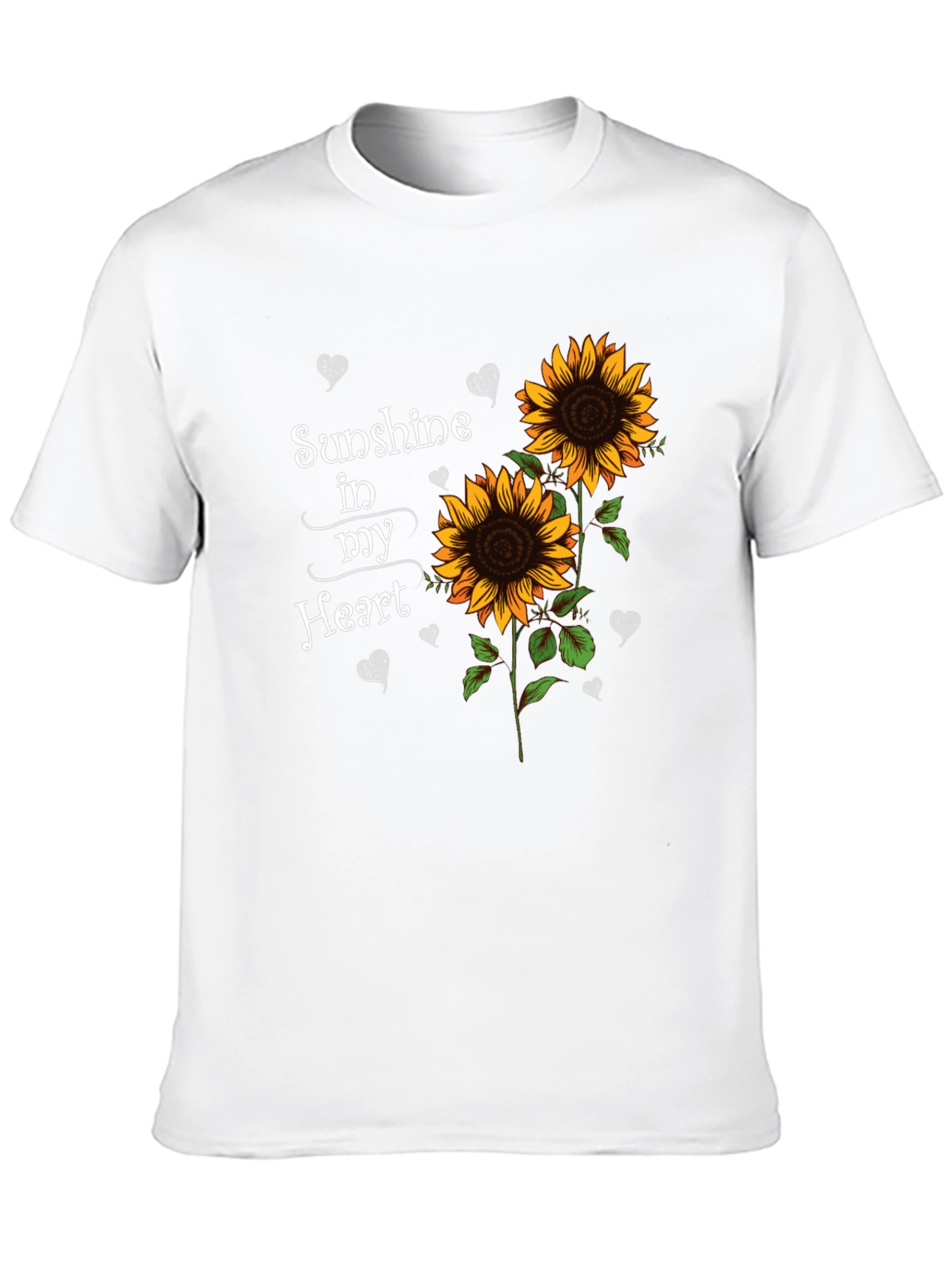 Sunflower Sunshine Heart Black T-Shirt