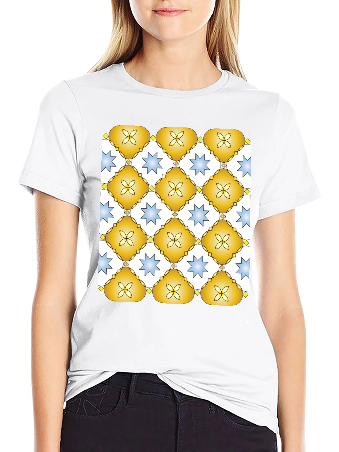 Patterned Crew Neck T-Shirt