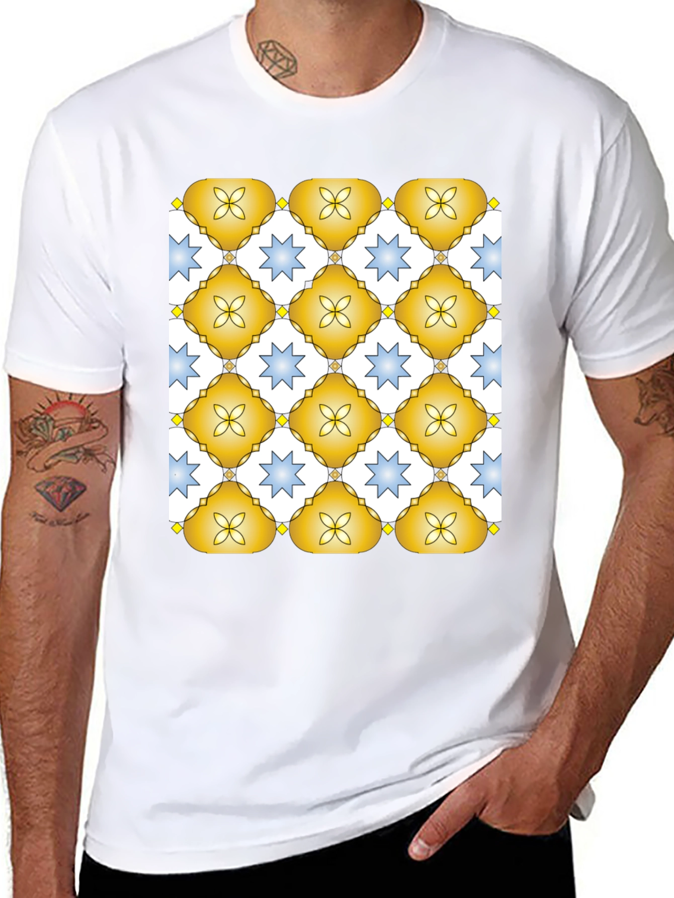 Patterned Crew Neck T-Shirt