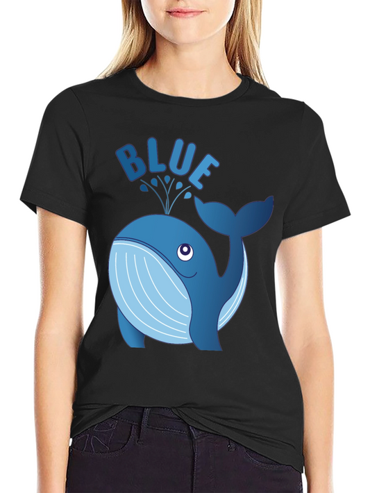 Blue Whale Graphic Tee - Black Cotton T-Shirt
