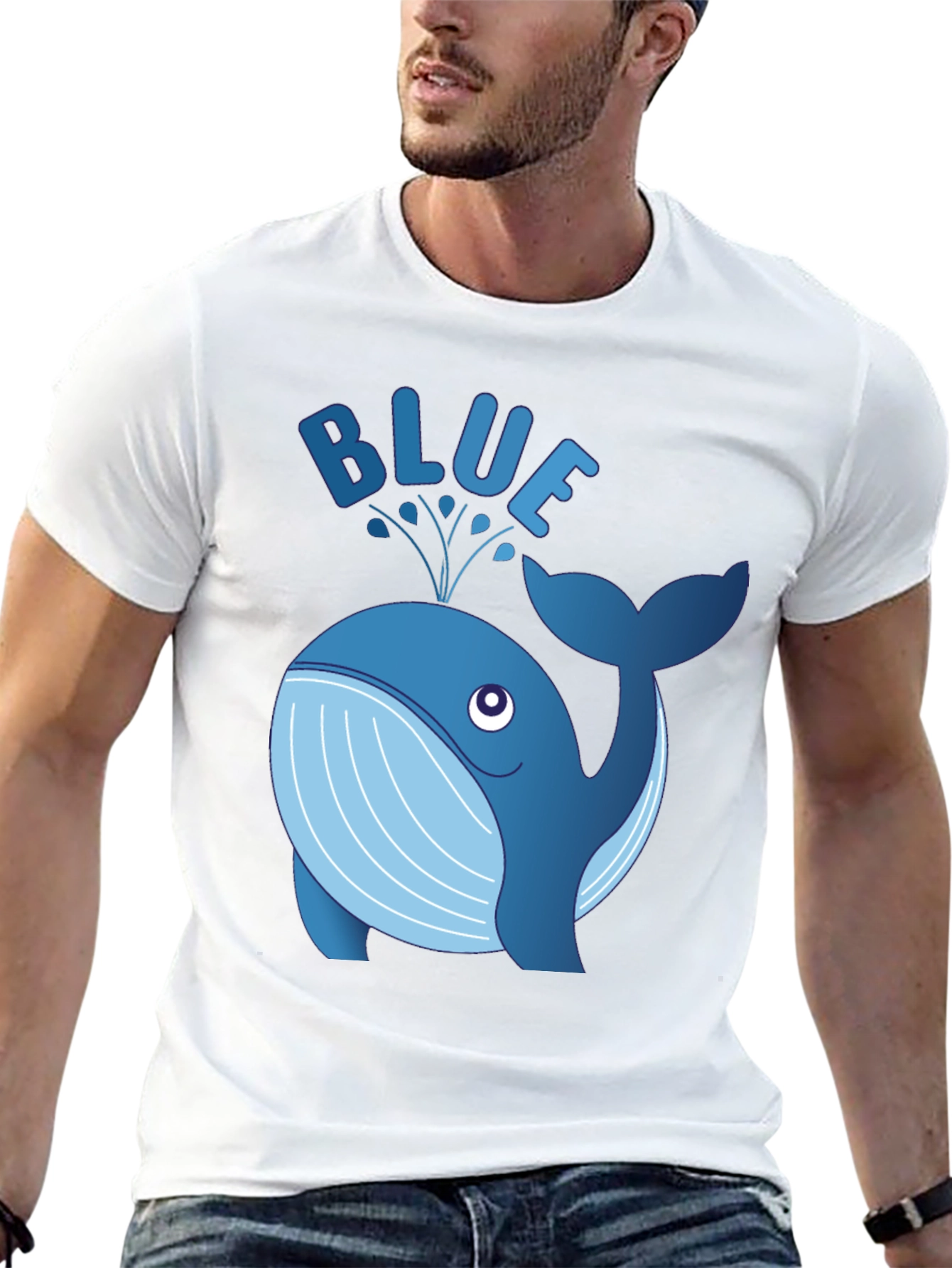 Blue Whale Graphic Tee - Black Cotton T-Shirt