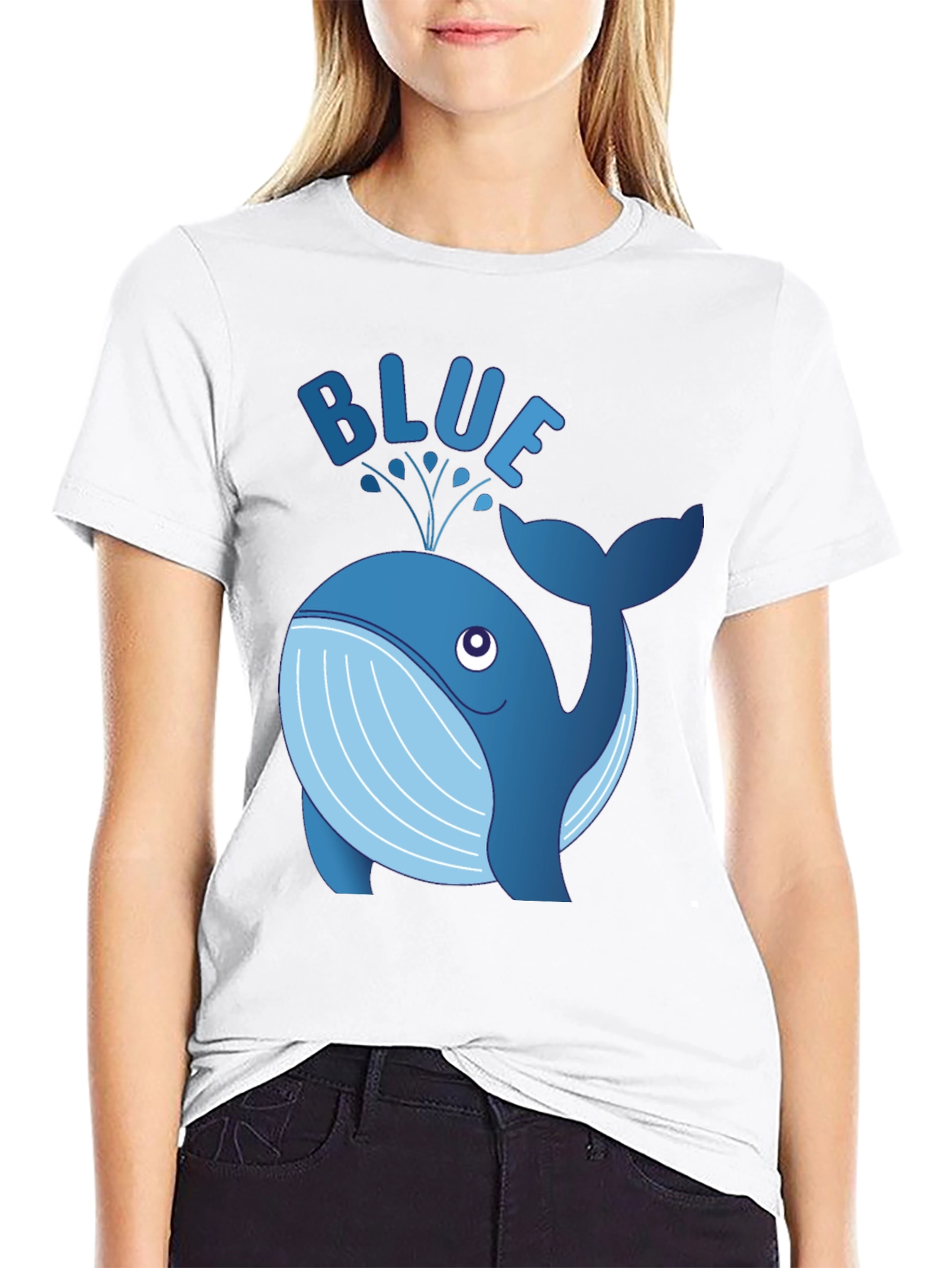 Blue Whale Graphic Tee - Black Cotton T-Shirt