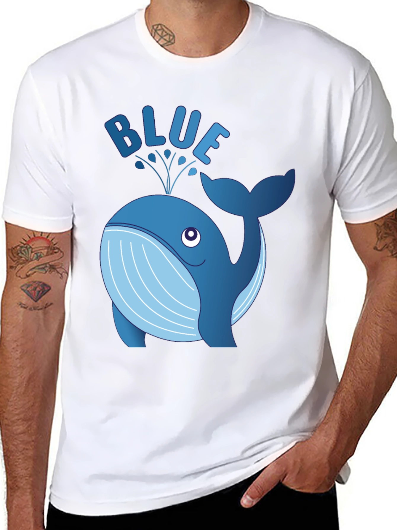 Blue Whale Graphic Tee - Black Cotton T-Shirt